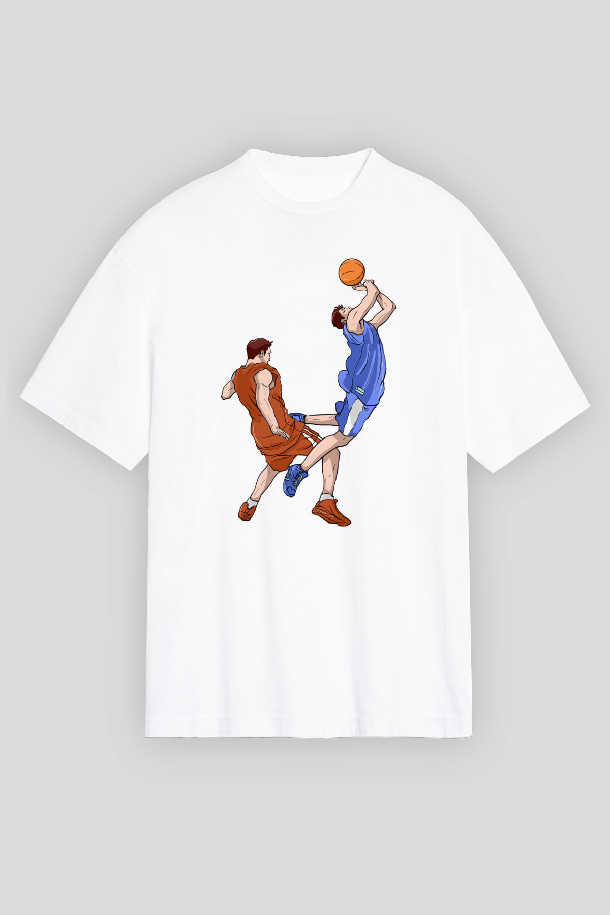 Basketbol Beyaz Oversize Tişört Oversize T-shirt - TişörtFabrikası
