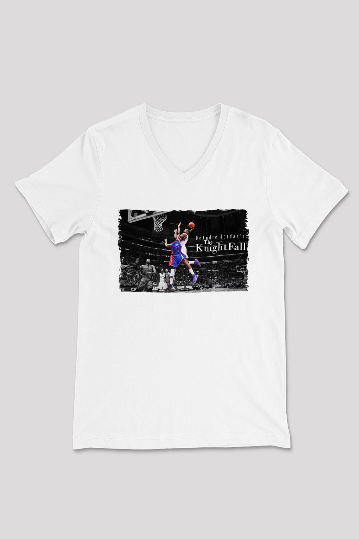 Basketbol Beyaz Unisex V Yaka Tişört