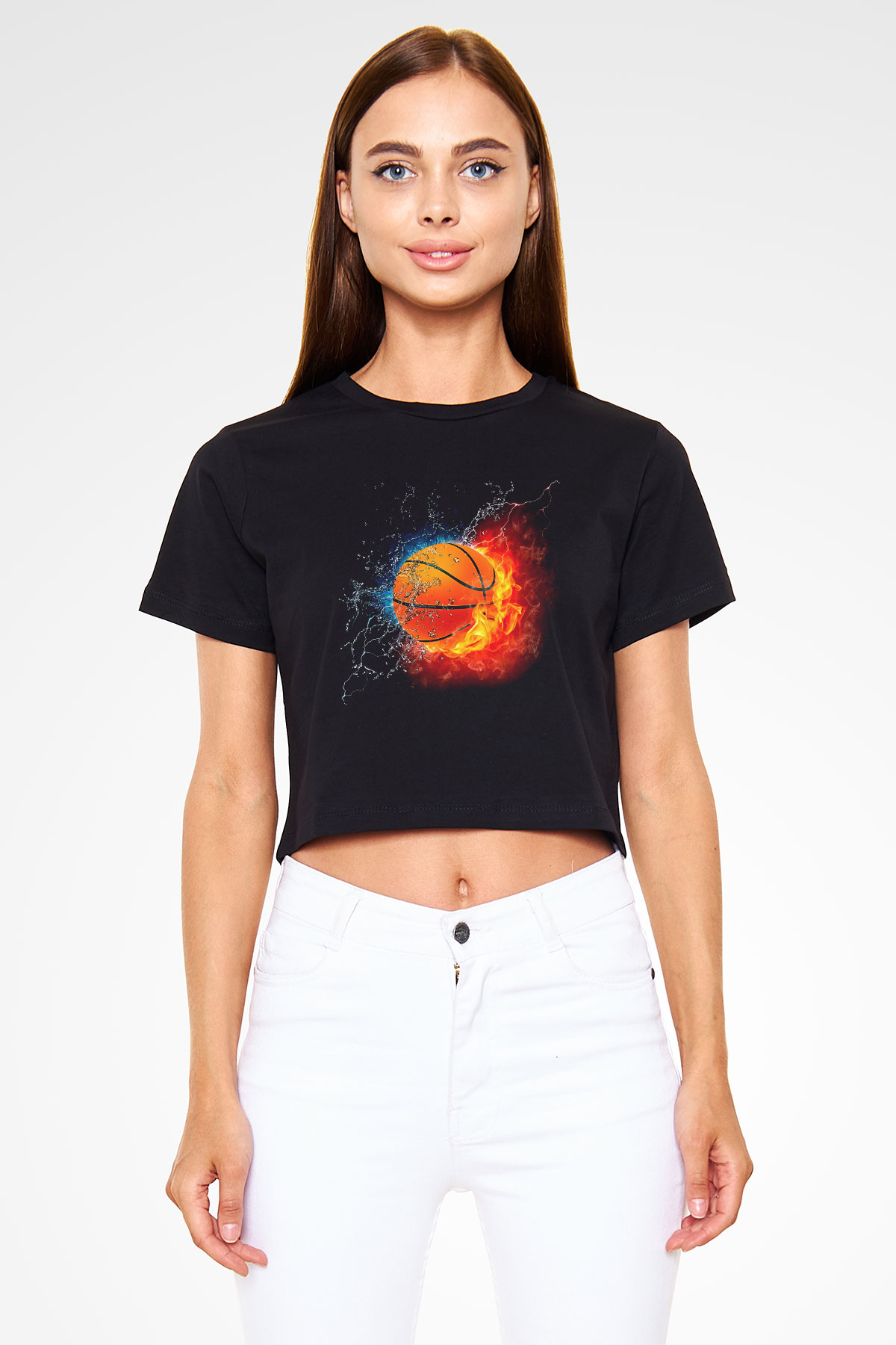 Basketbol Siyah Crop Top Tişört