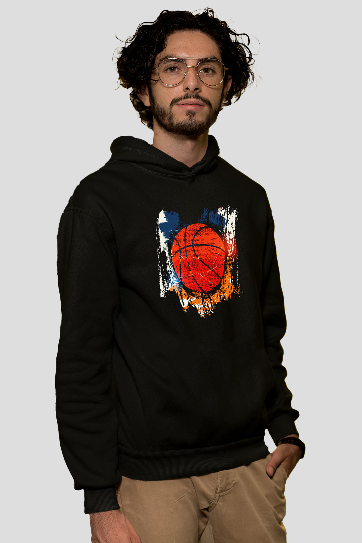 Basketbol Siyah Unisex Hoodie