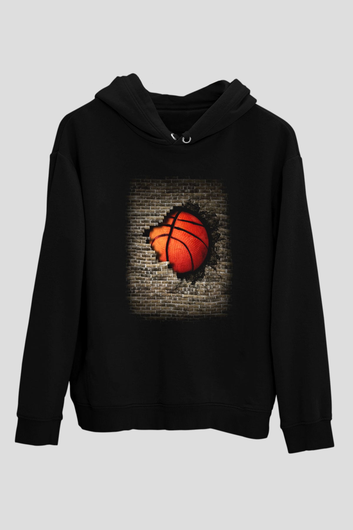 Basketbol Siyah Unisex Hoodie