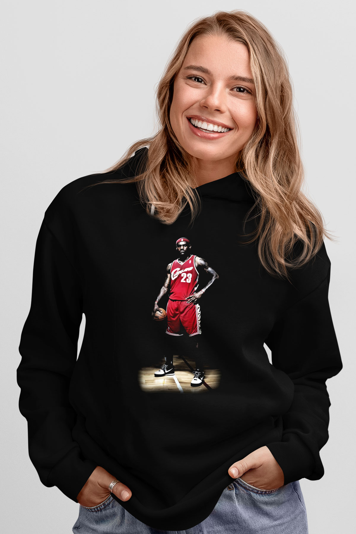 Basketbol Siyah Unisex Hoodie