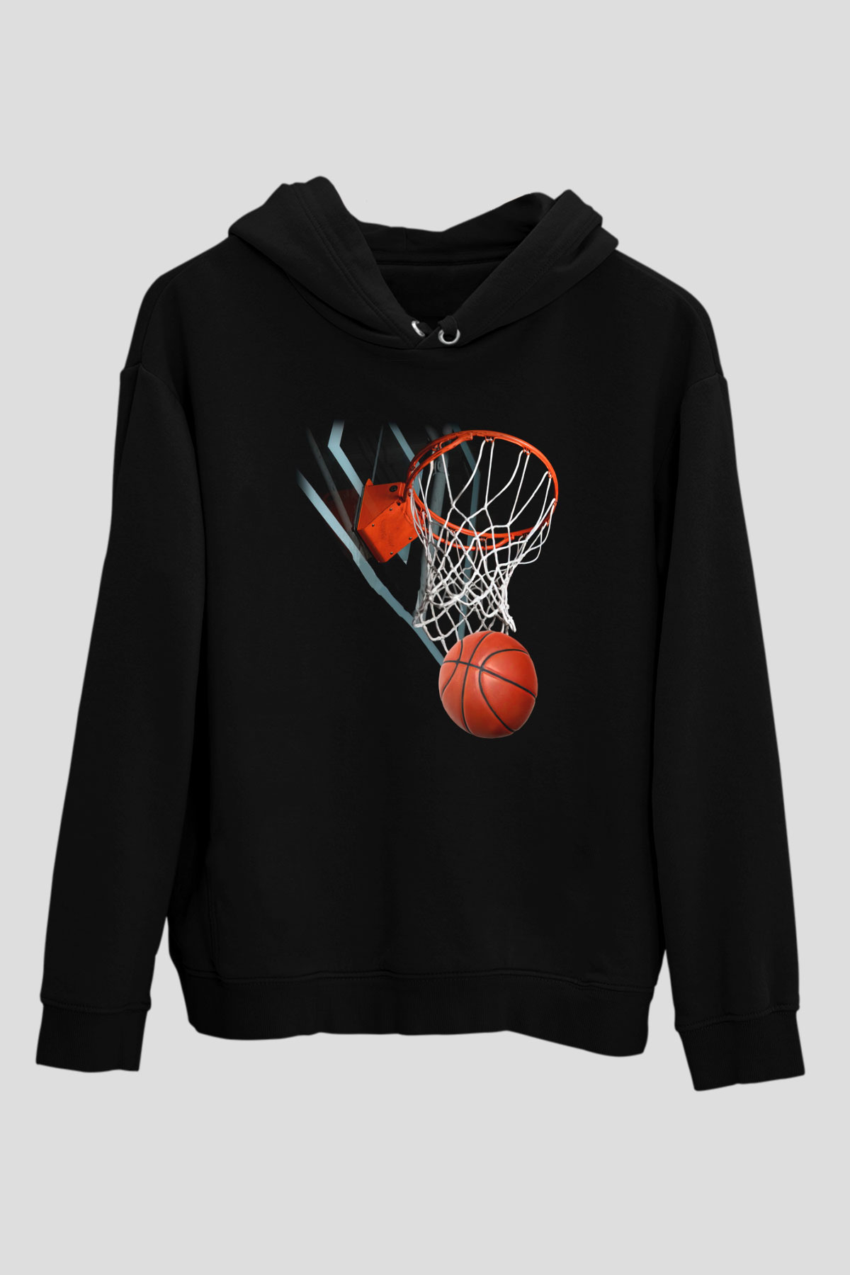 Basketbol Siyah Unisex Hoodie