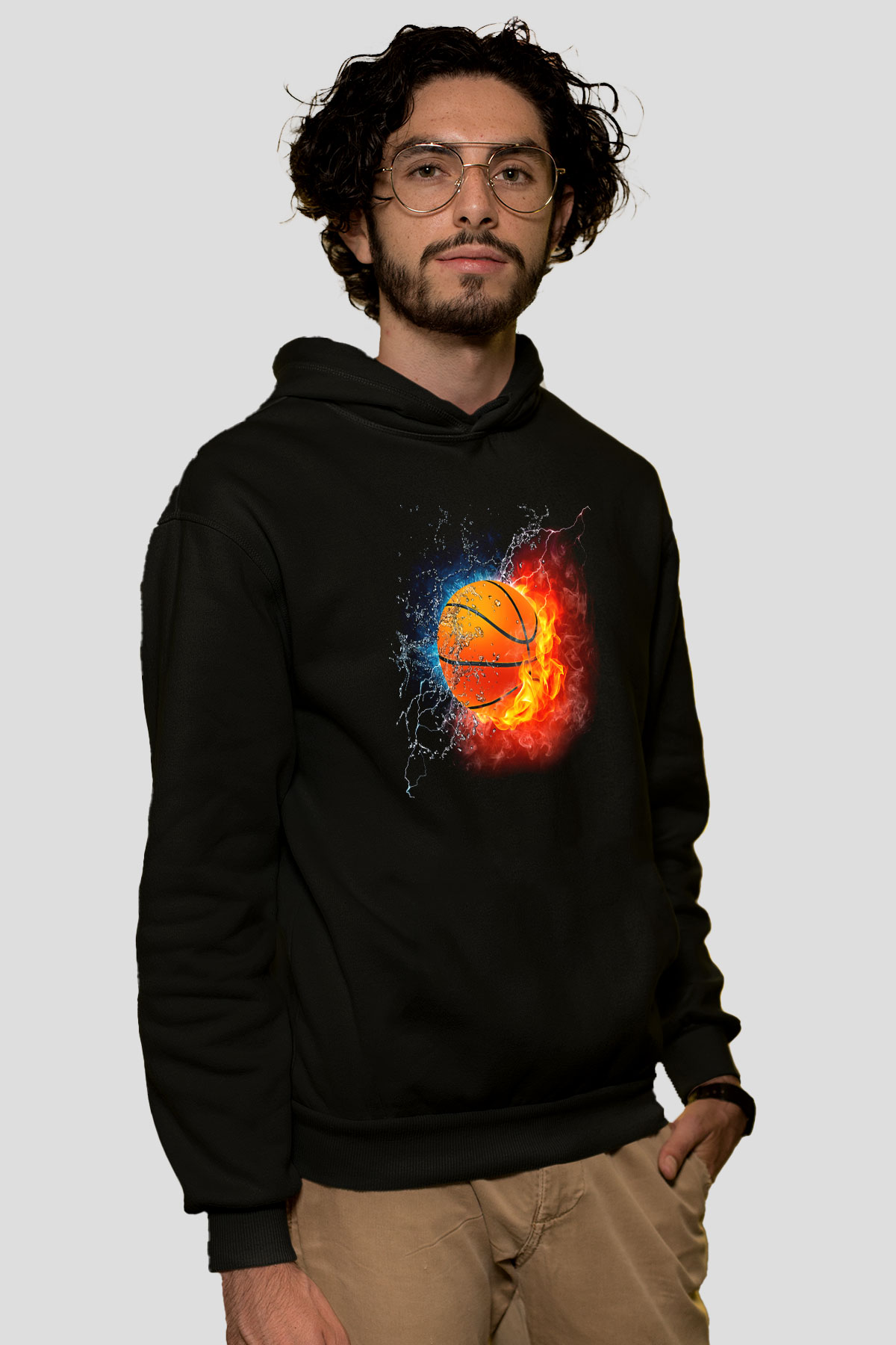 Basketbol Siyah Unisex Hoodie
