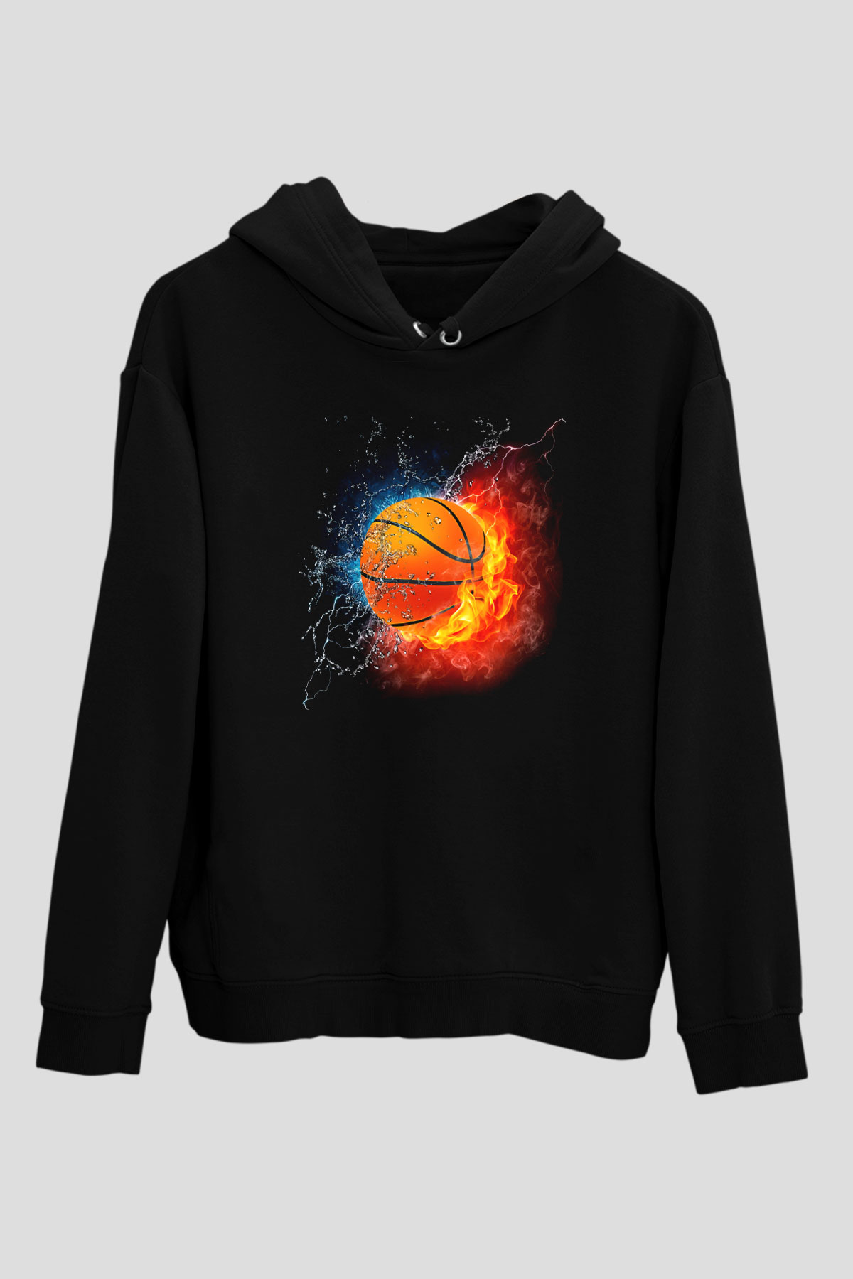 Basketbol Siyah Unisex Hoodie