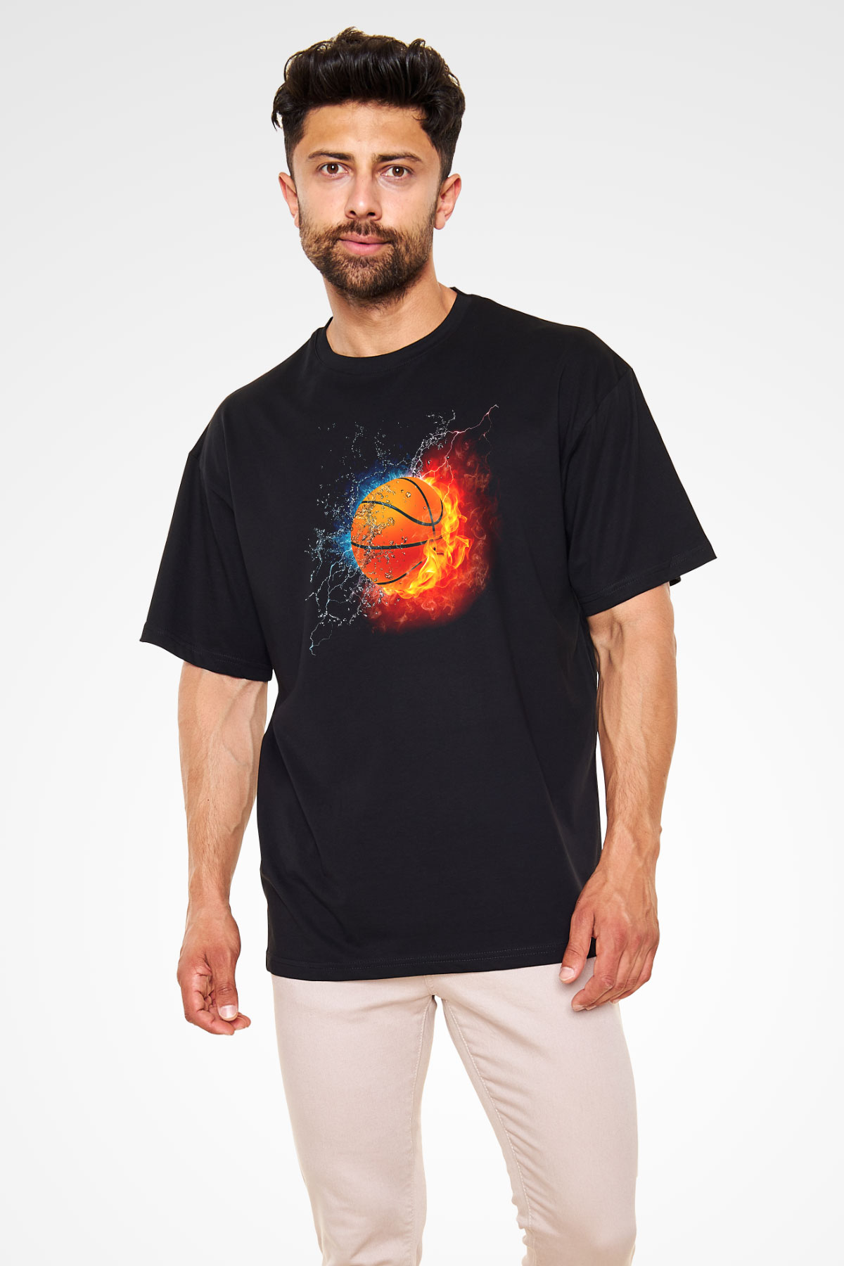 Basketbol Siyah Unisex Oversize Tişört T-Shirt