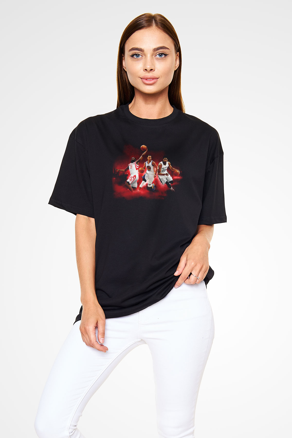 Basketbol Siyah Unisex Oversize Tişört T-Shirt