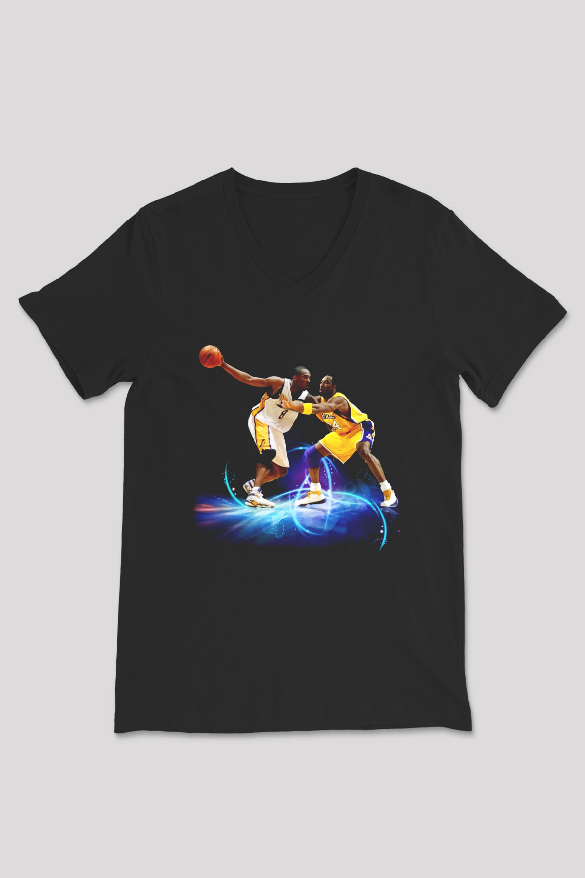 Basketbol Siyah Unisex V Yaka Tişört T-Shirt