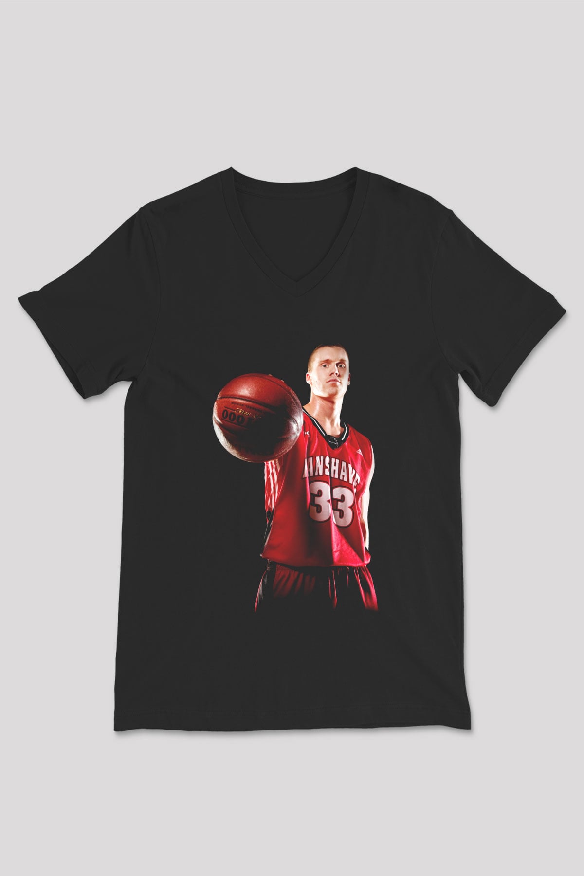 Basketbol Siyah Unisex V Yaka Tişört T-Shirt