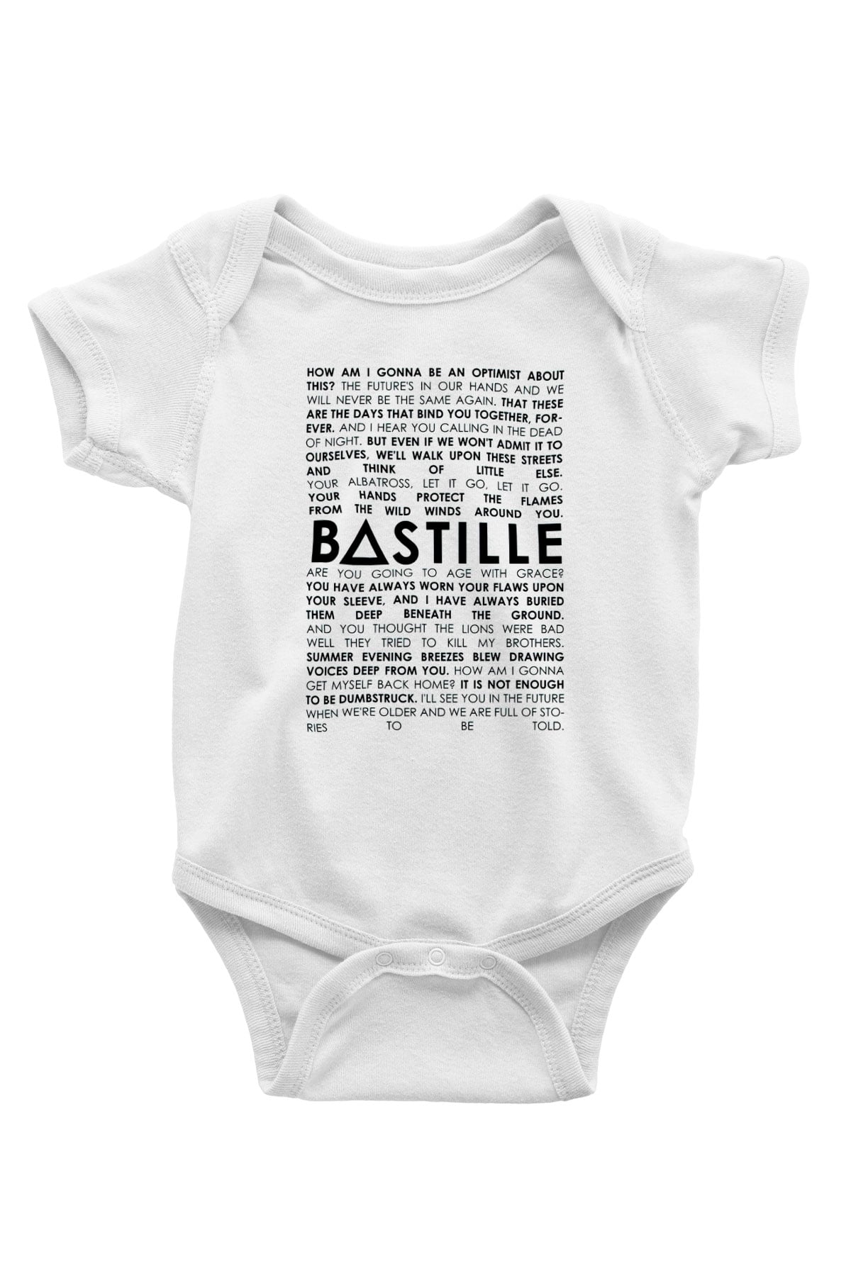 Bastille Baskılı Beyaz Unisex Bebek Body - Zıbın