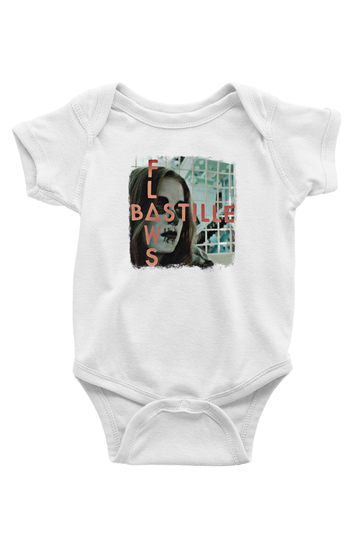 Bastille Baskılı Unisex Beyaz Bebek Body - Zıbın