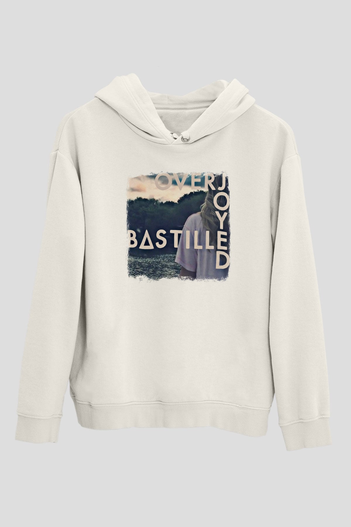 Bastille Baskılı Unisex Beyaz Hoodie