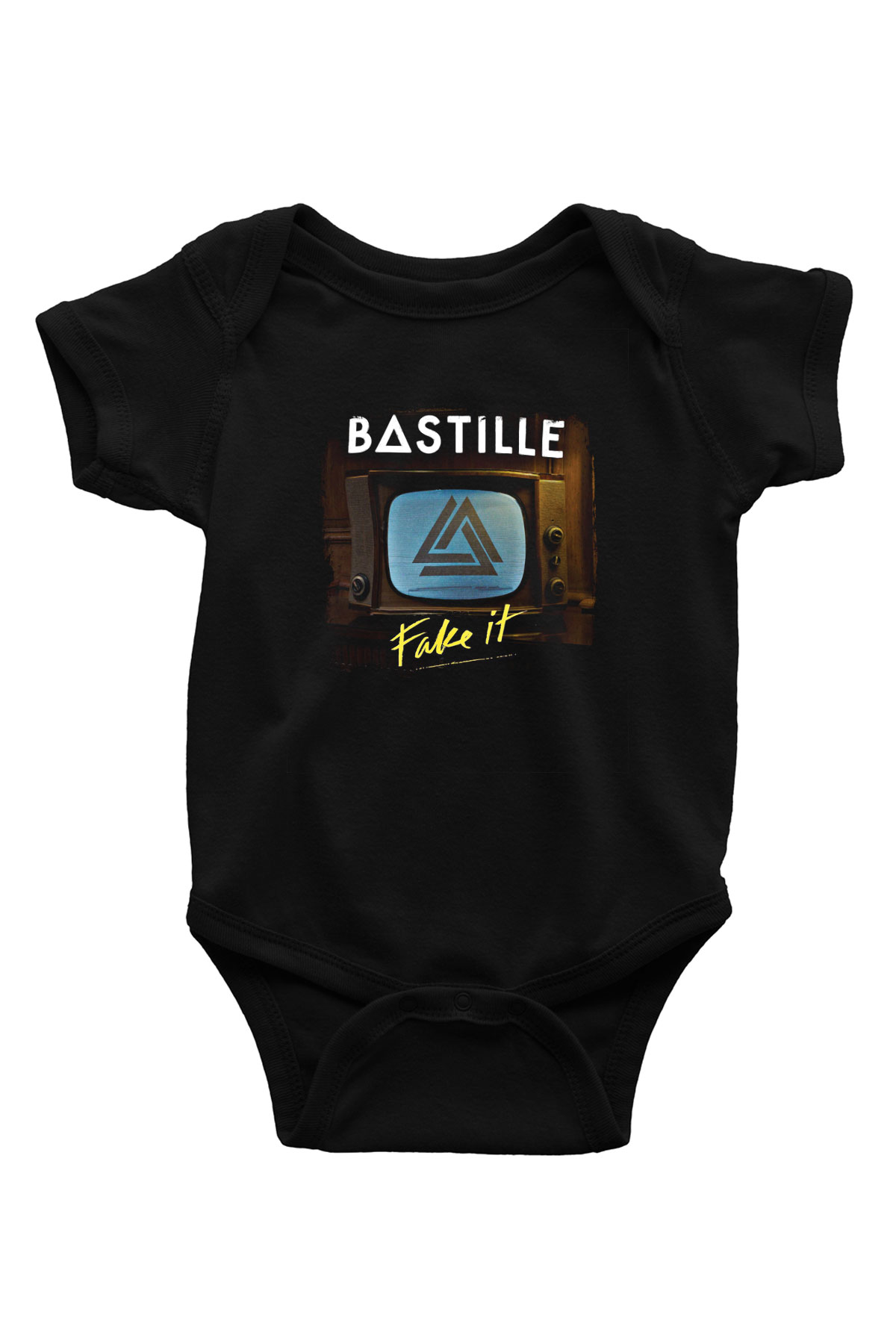 Bastille Baskılı Unisex Siyah Bebek Body - Zıbın