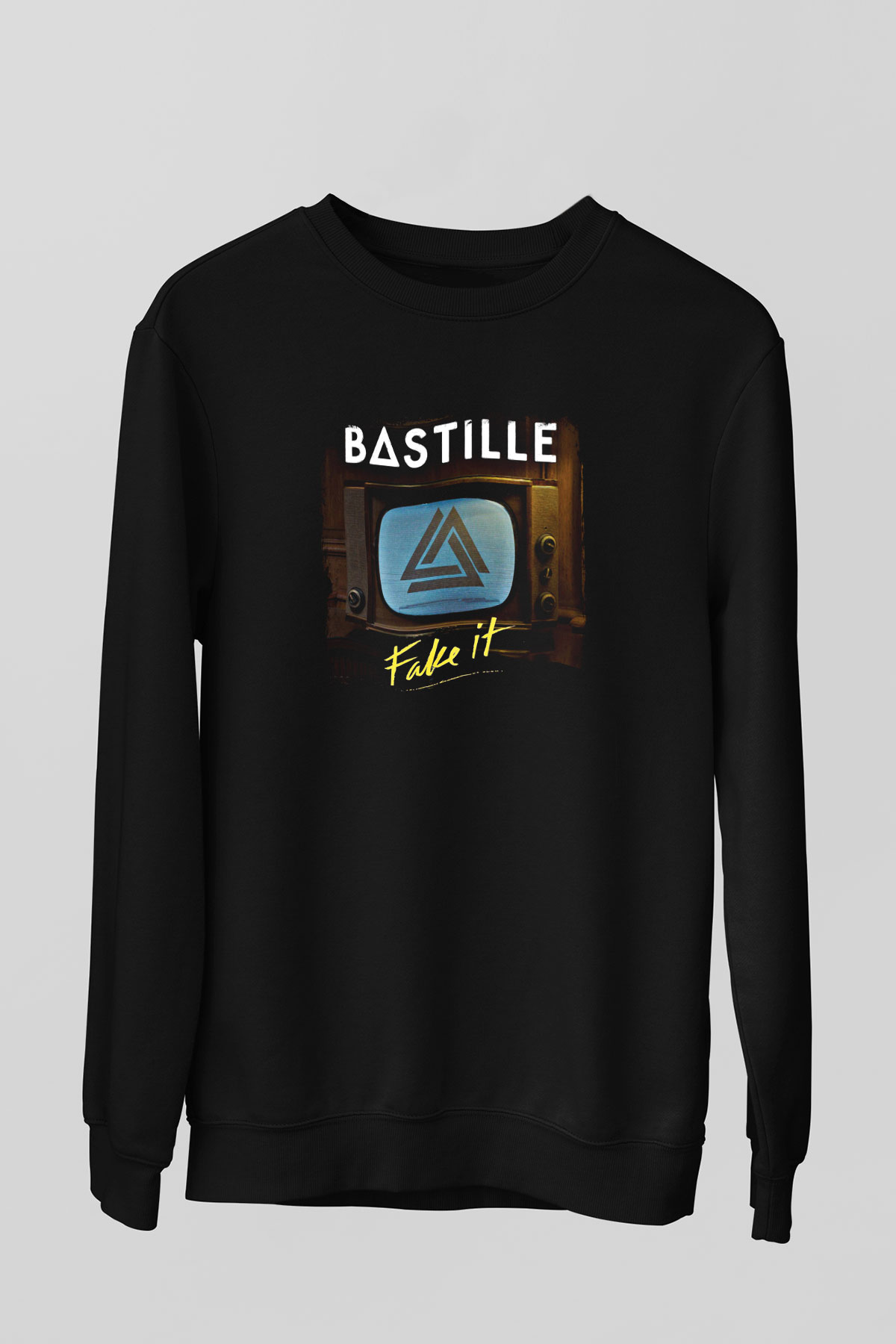 Bastille Baskılı Unisex Siyah Sweatshirt