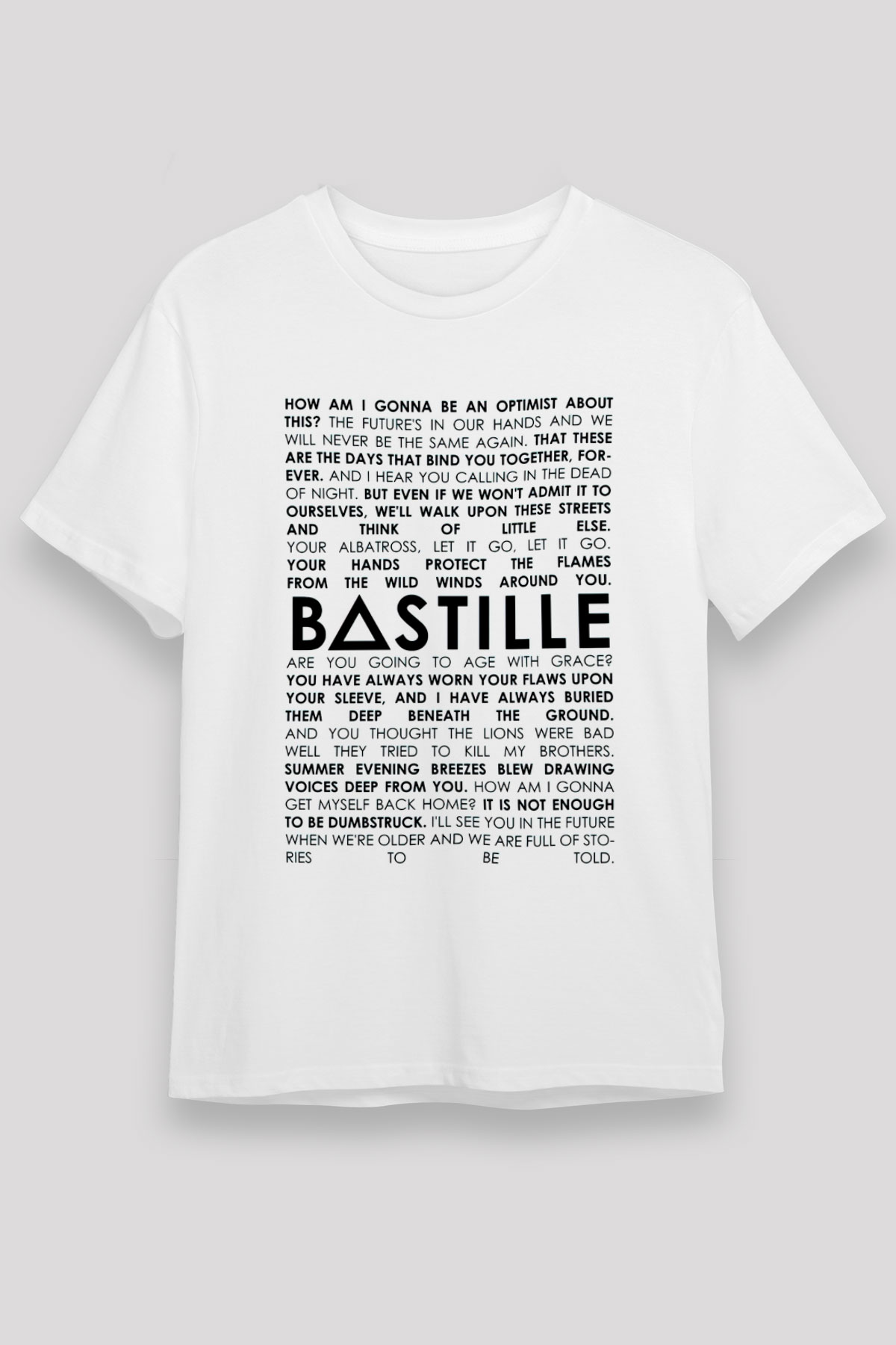 Bastille Beyaz Unisex Tişört T-Shirt - TişörtFabrikası