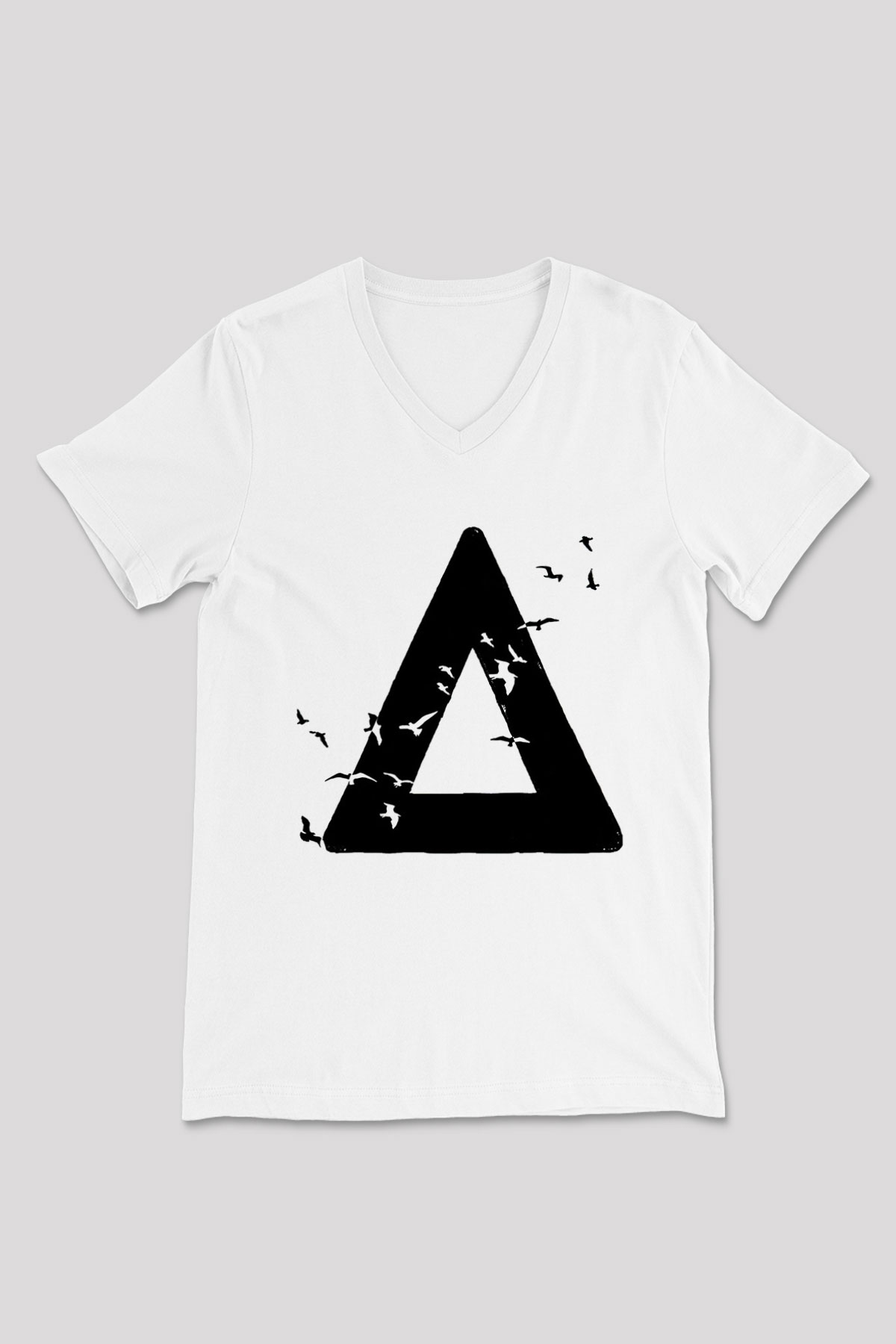 Bastille Beyaz Unisex V Yaka Tişört T-Shirt