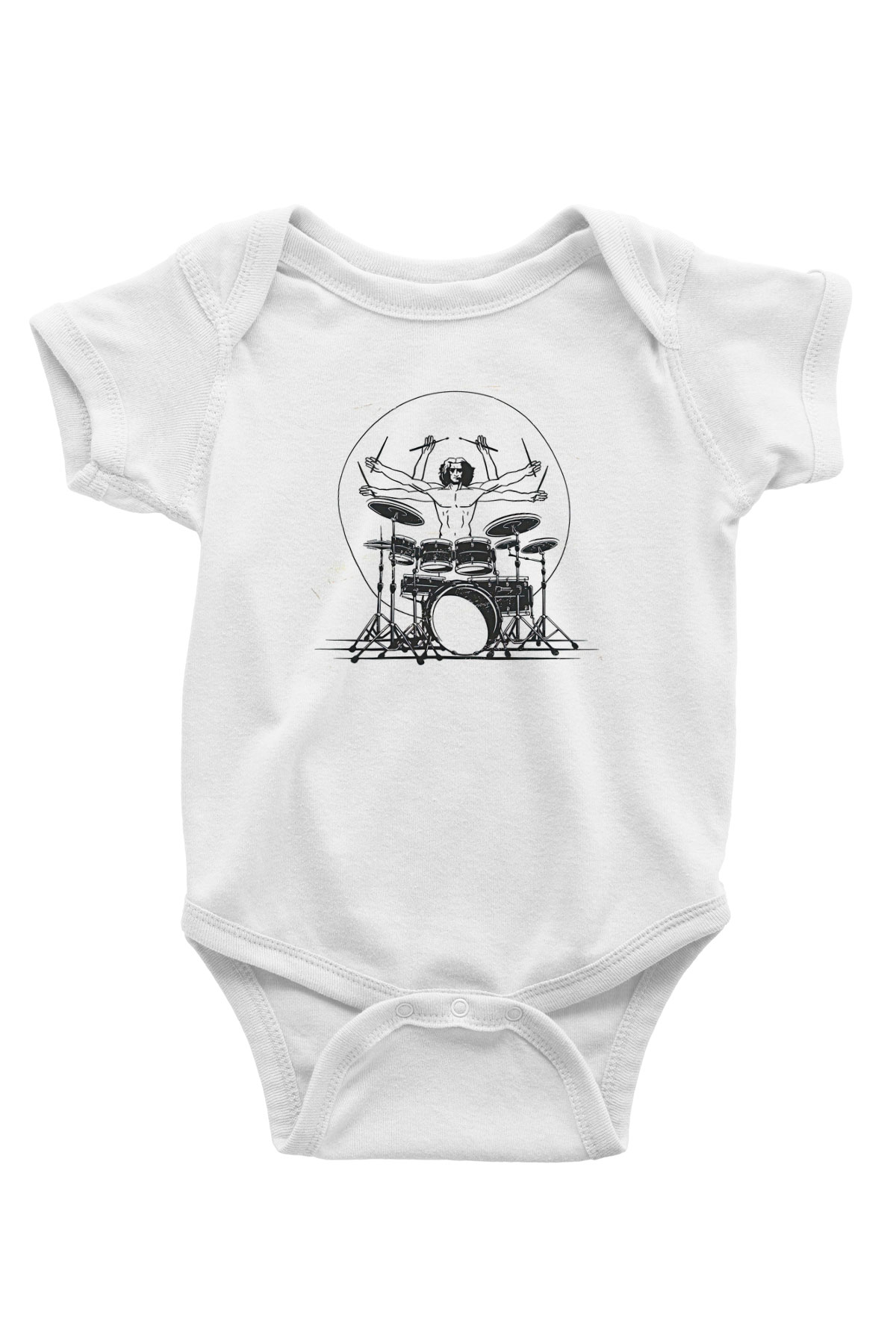 Bateri Baskılı Beyaz Unisex Bebek Body - Zıbın