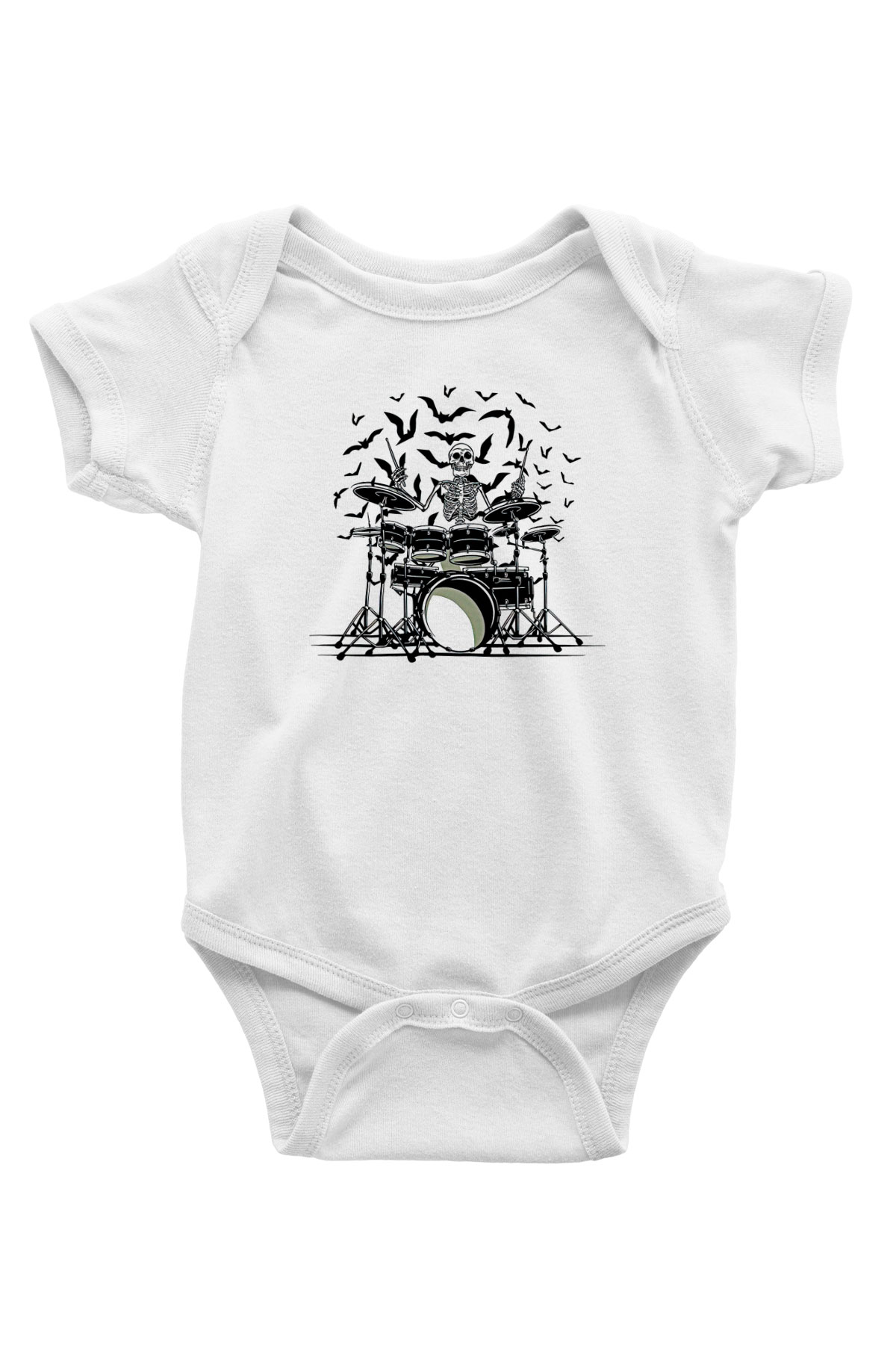 Bateri Baskılı Beyaz Unisex Bebek Body - Zıbın