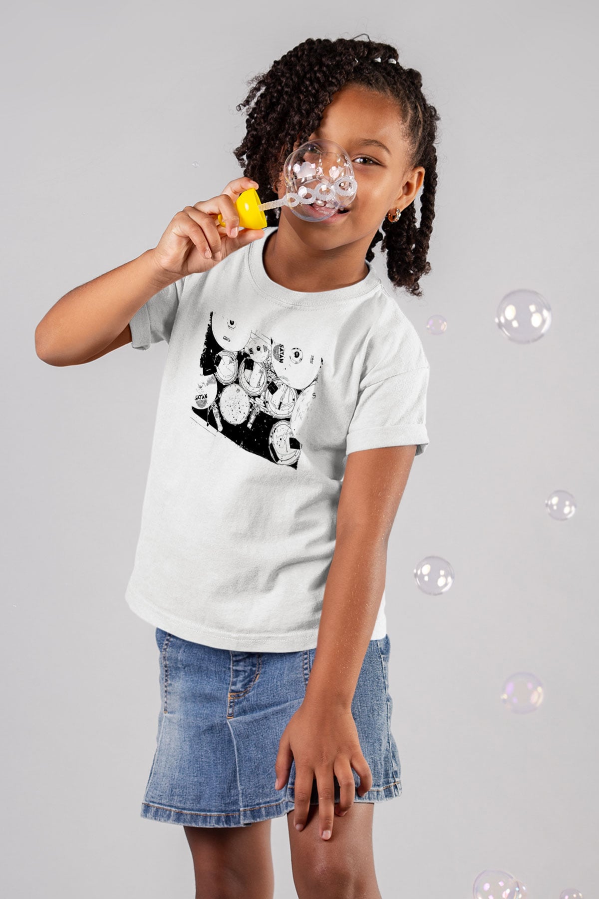 Bateri Baskılı Beyaz Unisex Beyaz Çocuk Tişört - Tshirt