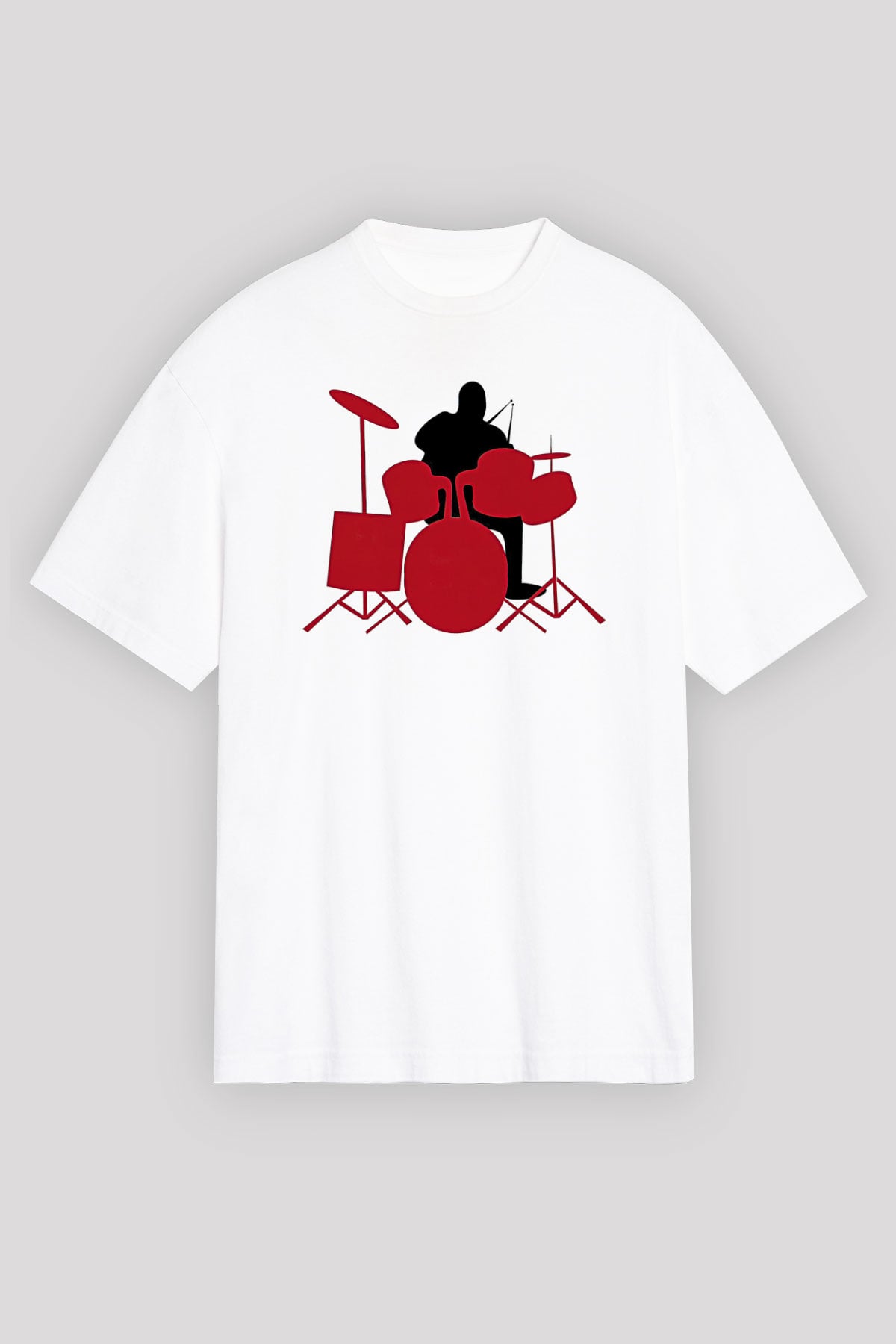 Bateri Baskılı Beyaz Unisex Oversize Tişört - Tshirt