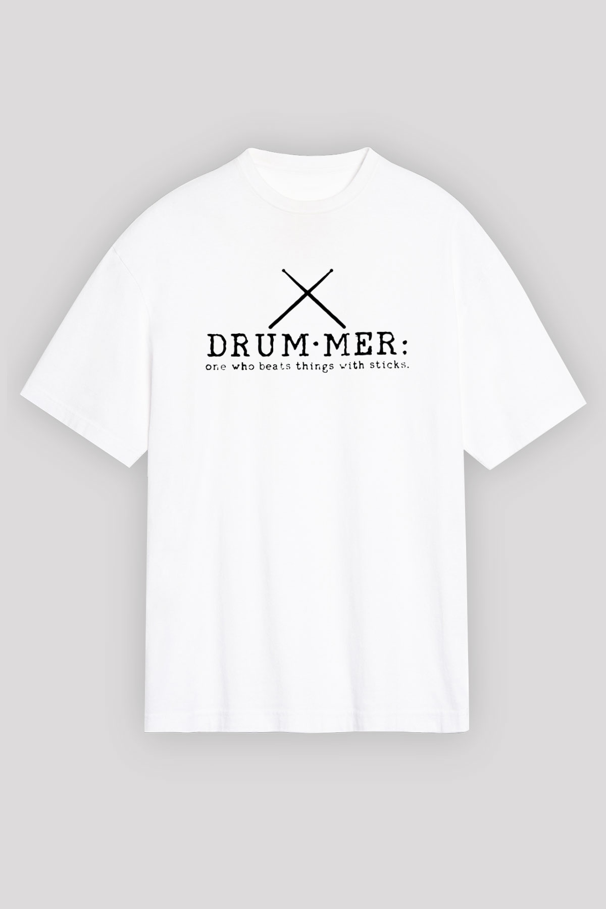 Bateri Baskılı Beyaz Unisex Oversize Tişört - Tshirt