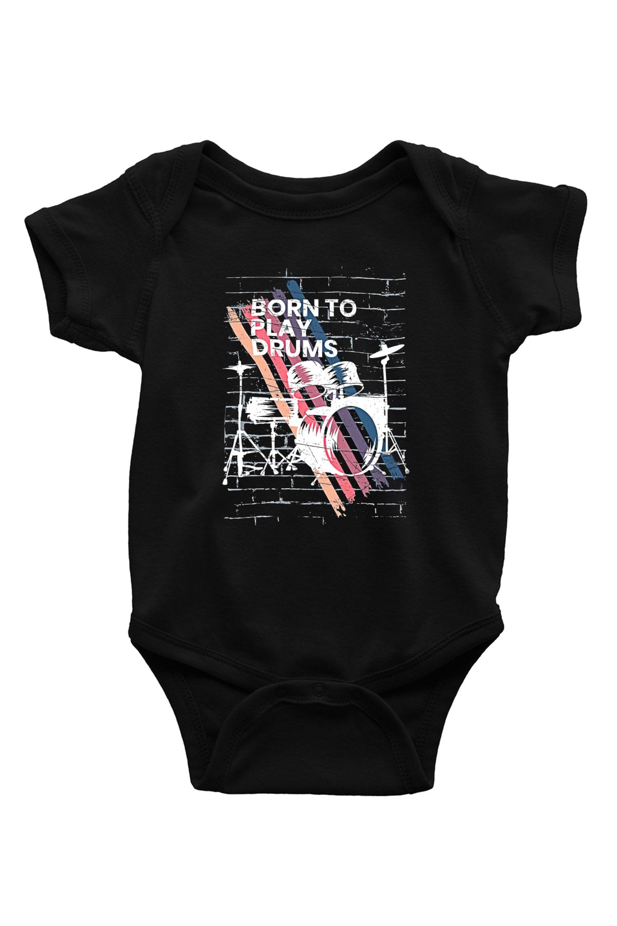 Bateri Baskılı Unisex Siyah Bebek Body - Zıbın