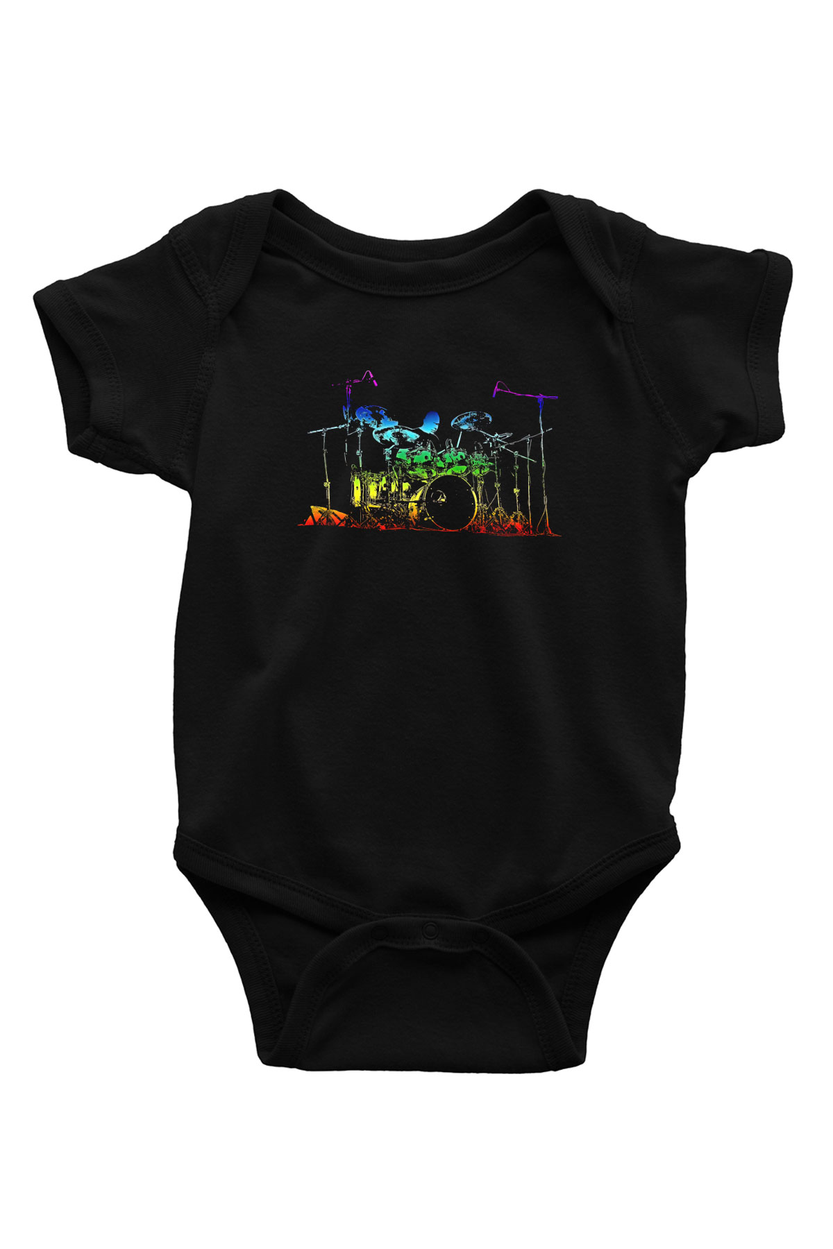 Bateri Baskılı Unisex Siyah Bebek Body - Zıbın