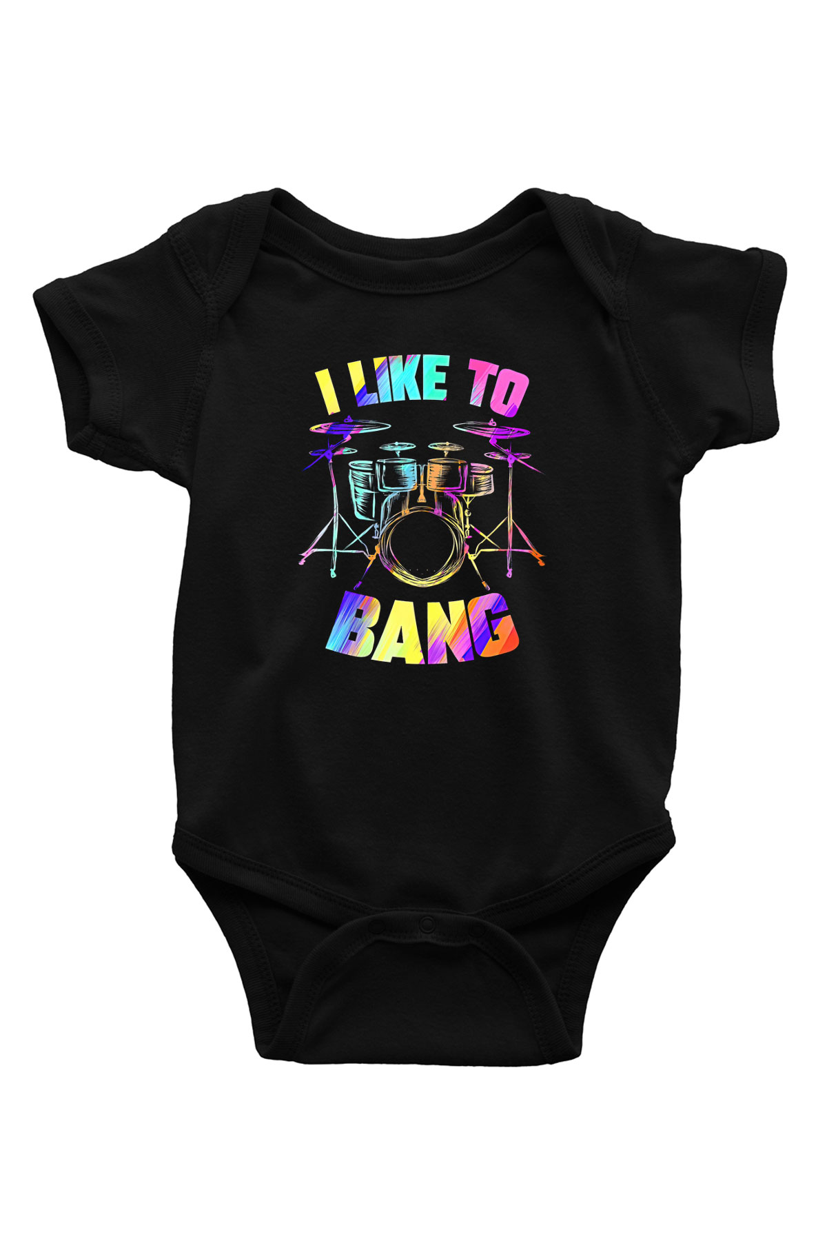 Bateri Baskılı Unisex Siyah Bebek Body - Zıbın