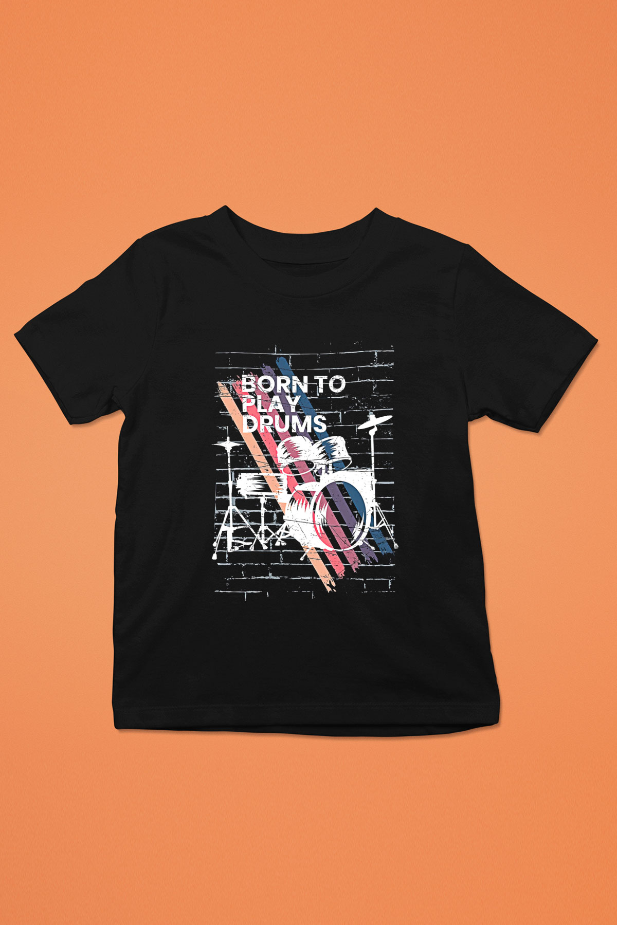 Bateri Baskılı Unisex Siyah Çocuk Tişört - Tshirt