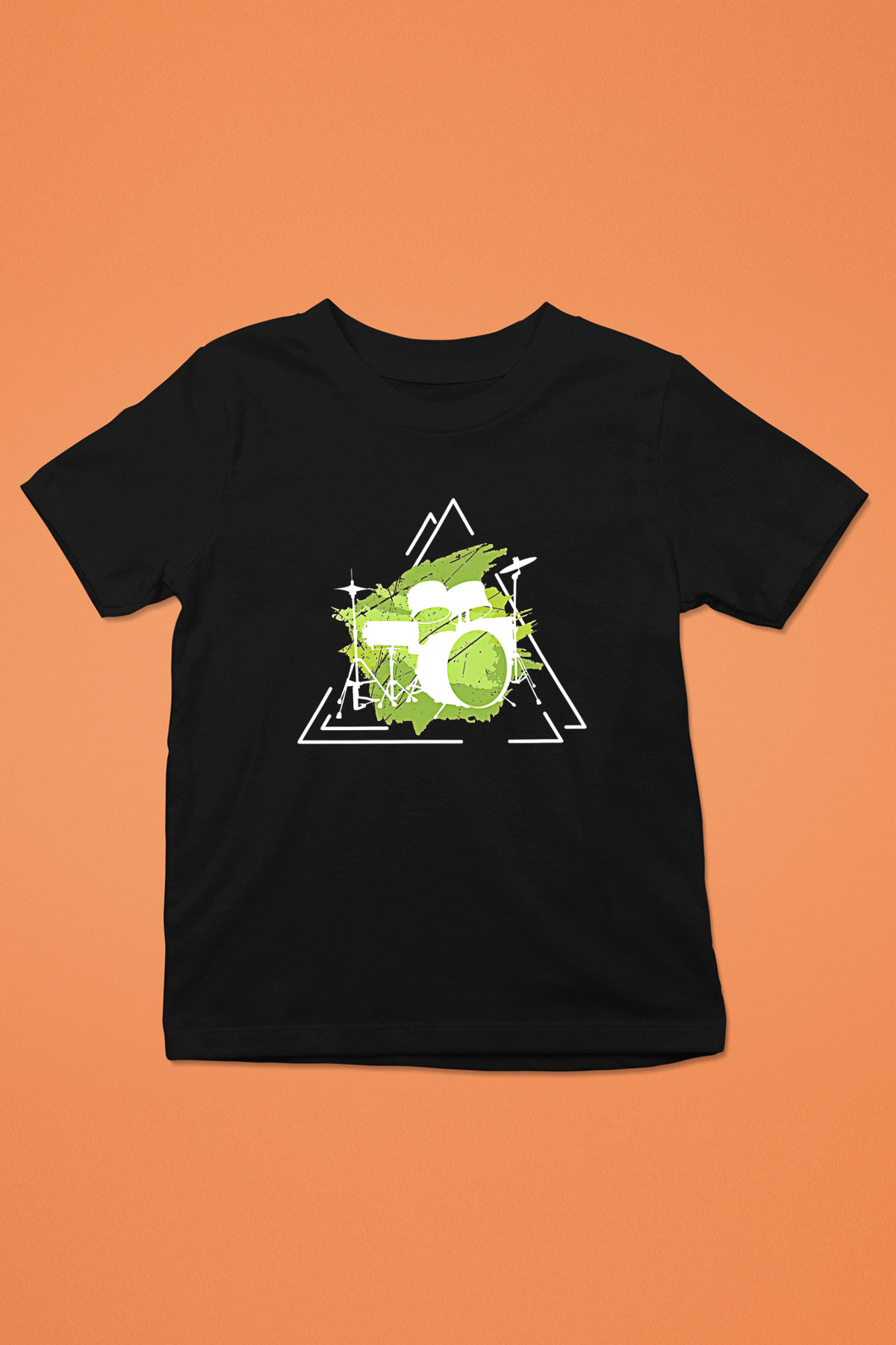 Bateri Baskılı Unisex Siyah Çocuk Tişört - Tshirt