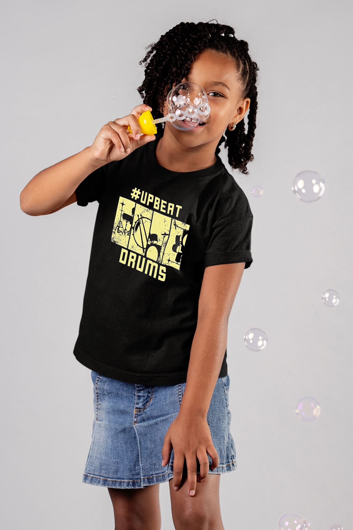 Bateri Baskılı Unisex Siyah Çocuk Tişört - Tshirt