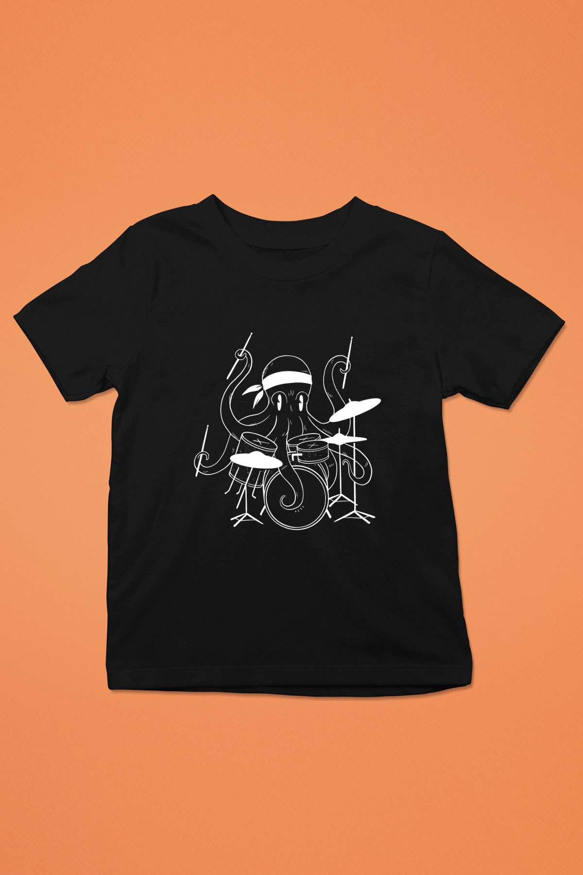 Bateri Baskılı Unisex Siyah Çocuk Tişört - Tshirt