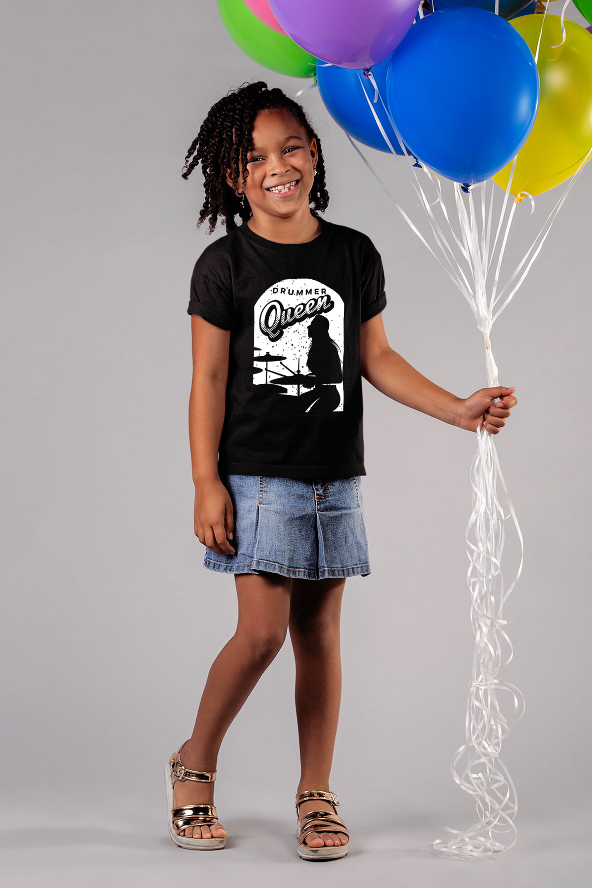 Bateri Baskılı Unisex Siyah Çocuk Tişört - Tshirt