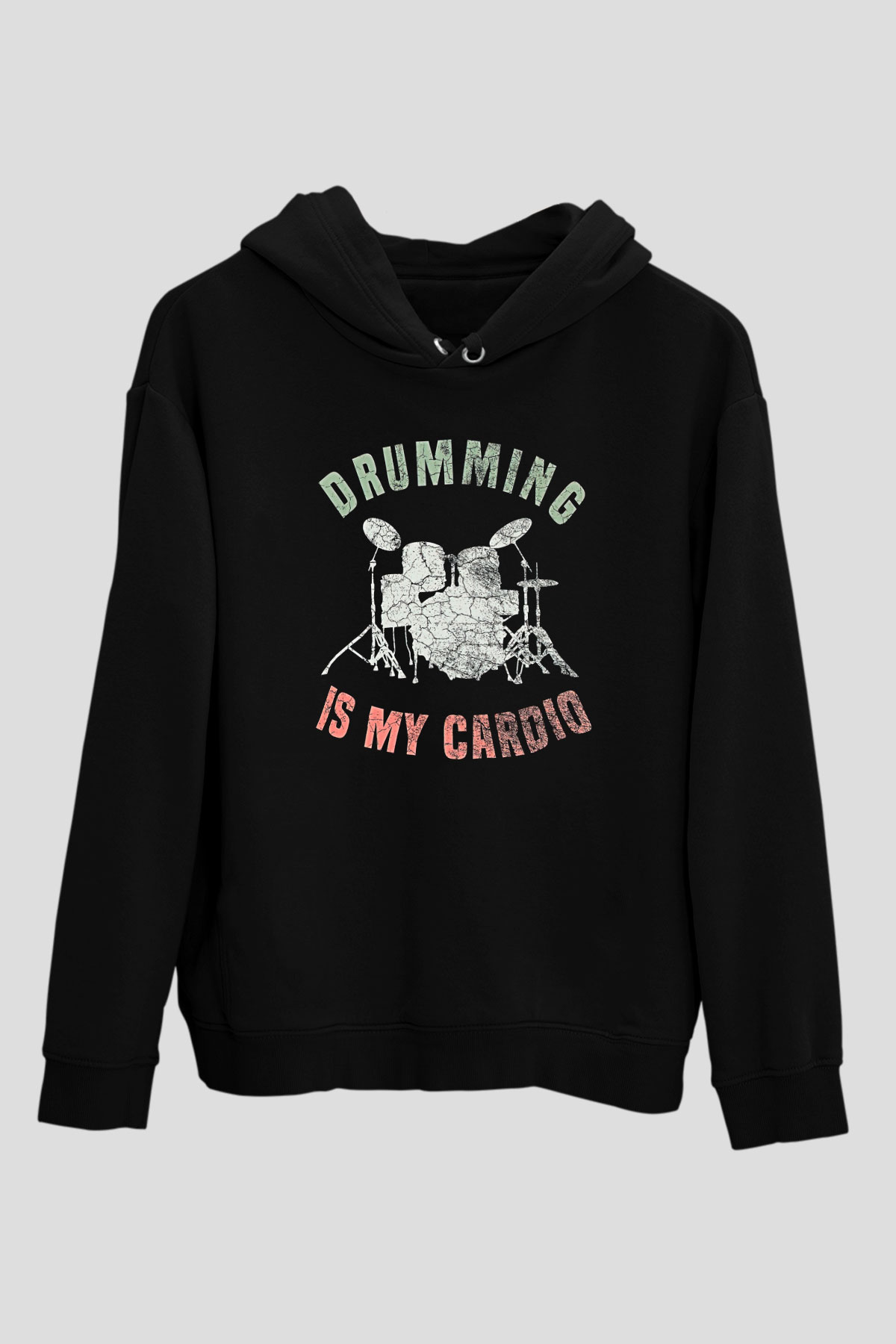 Bateri Baskılı Unisex Siyah Hoodie