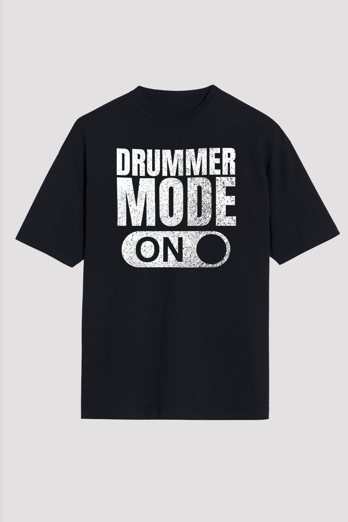 Bateri Baskılı Unisex Siyah Oversize Tişört - Tshirt
