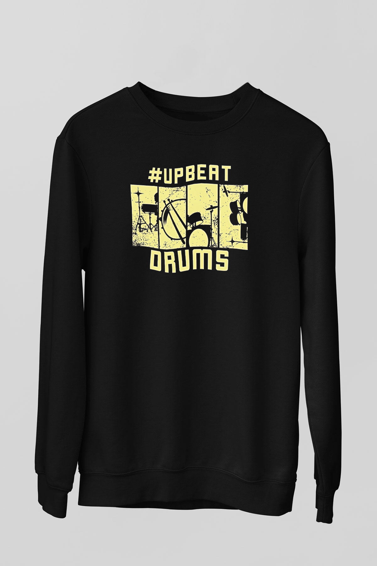 Bateri Baskılı Unisex Siyah Sweatshirt