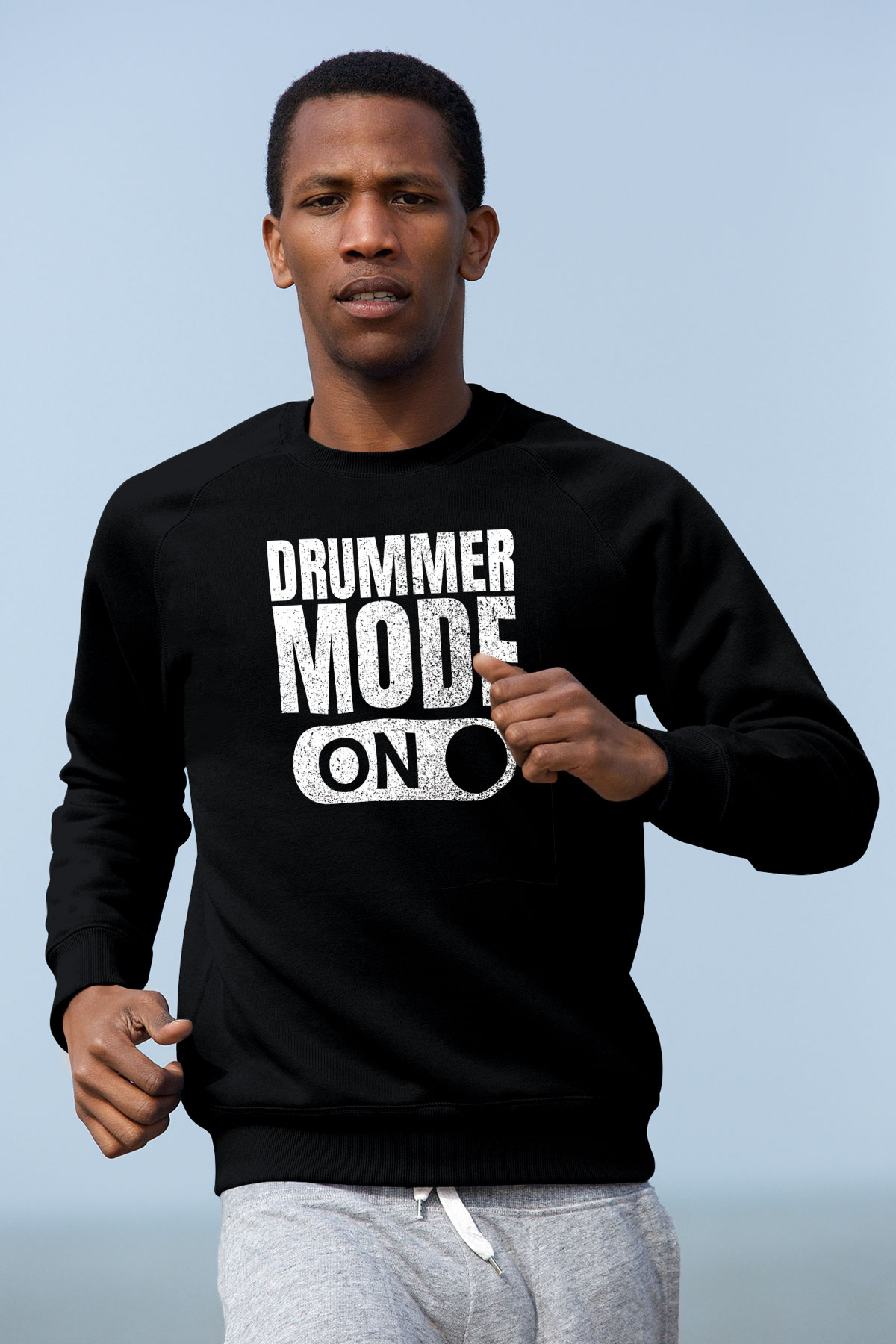 Bateri Baskılı Unisex Siyah Sweatshirt
