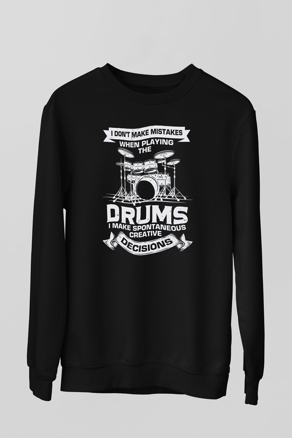 Bateri Baskılı Unisex Siyah Sweatshirt