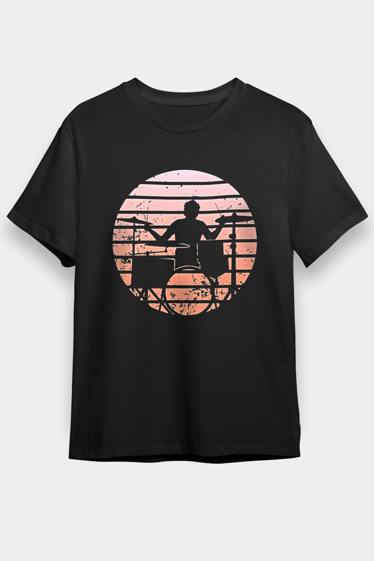 Bateri Baskılı Unisex Siyah Tişört - Tshirt