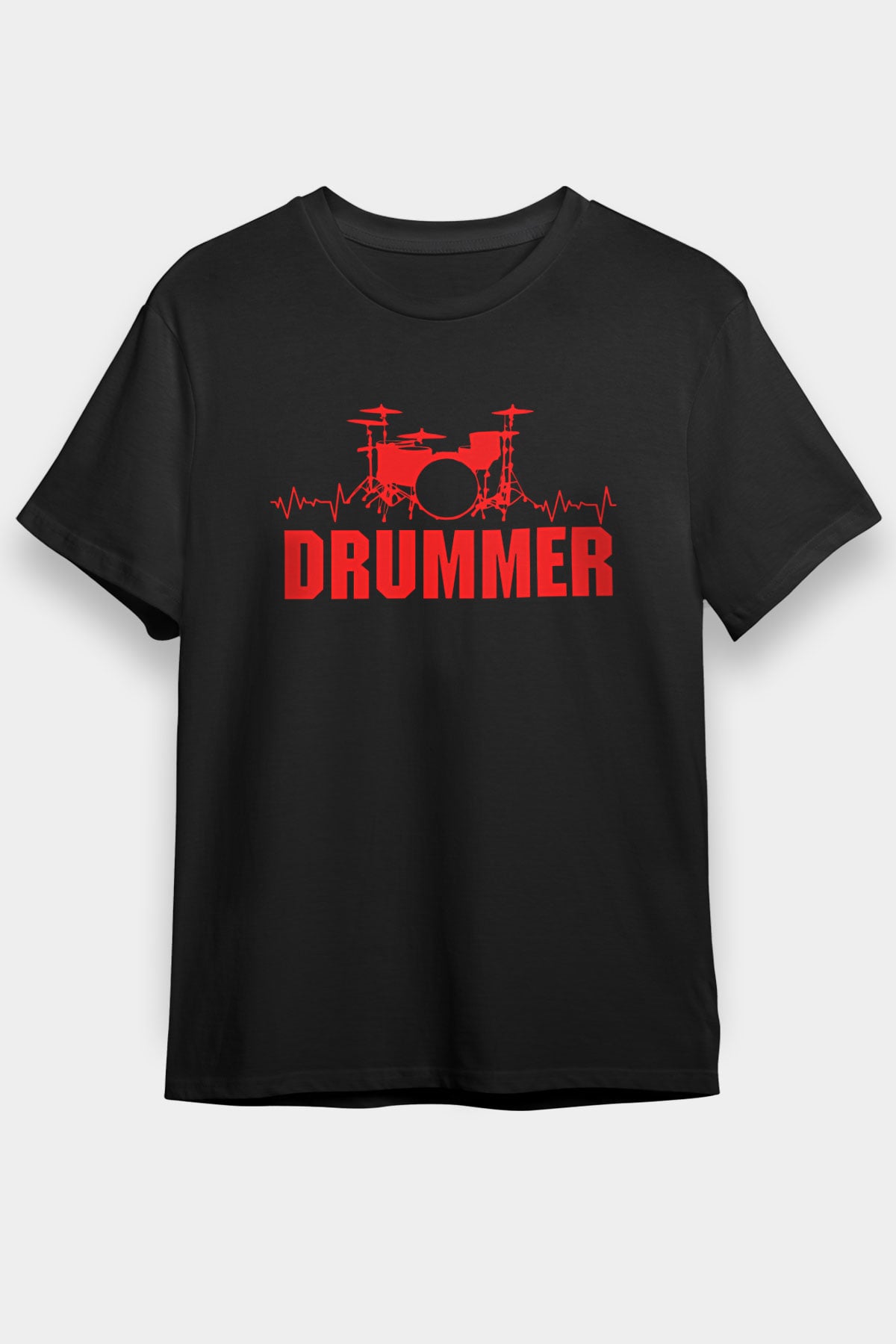 Bateri Baskılı Unisex Siyah Tişört - Tshirt