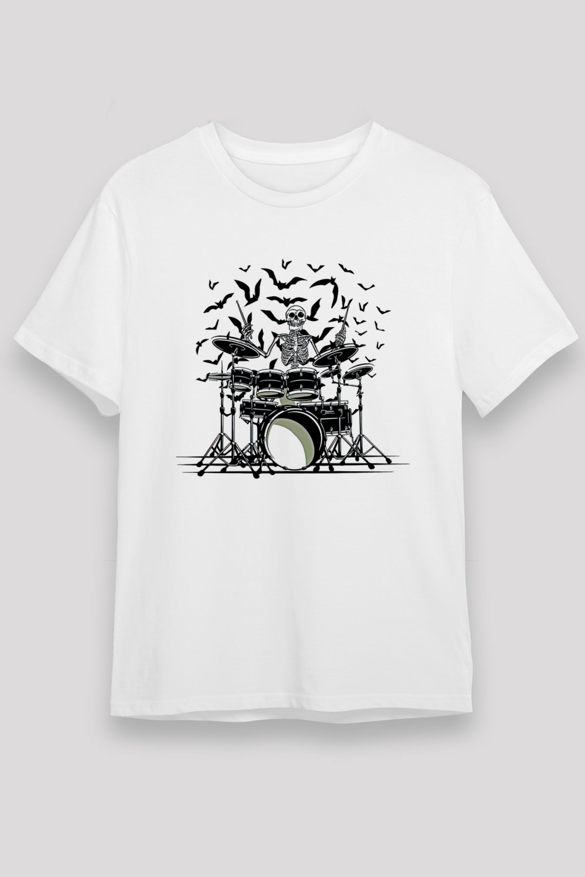 Bateri Unisex Baskılı Beyaz Tişört - Tshirt