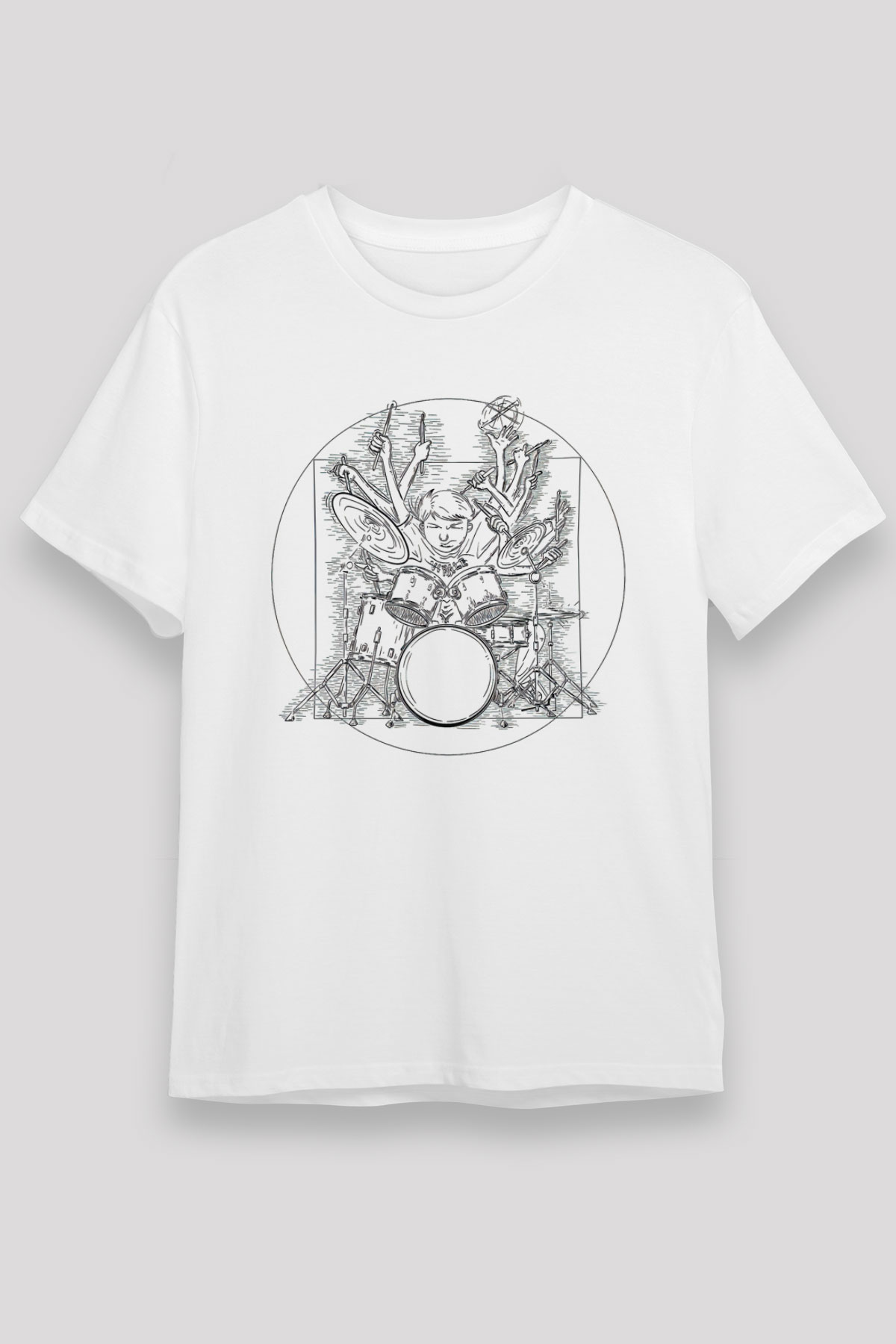 Bateri Unisex Baskılı Beyaz Tişört - Tshirt