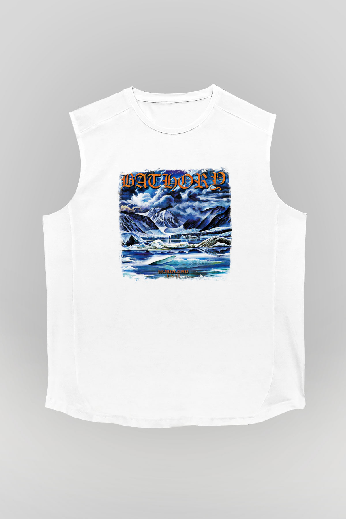 Bathory Baskılı Unisex Beyaz Kolsuz Tişört