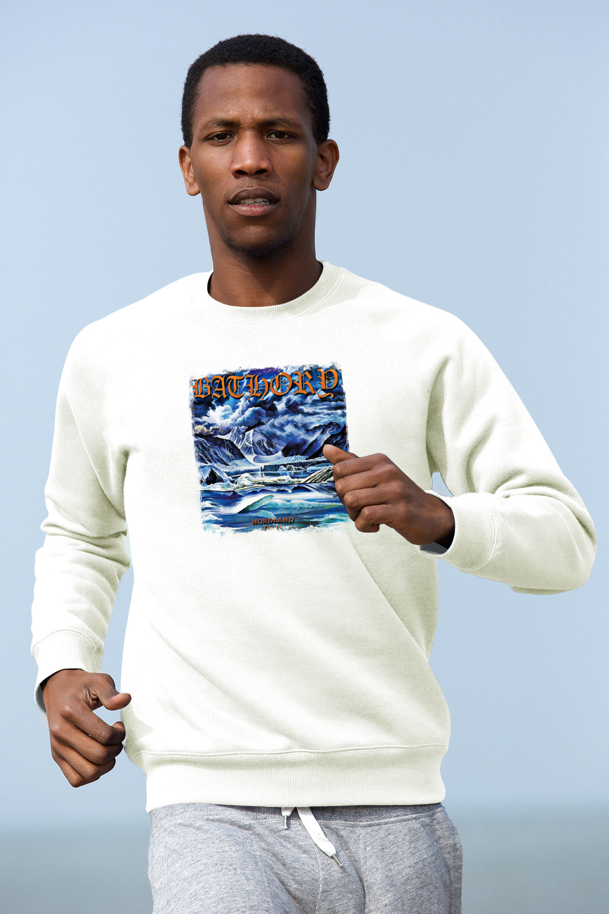 Bathory Baskılı Unisex Beyaz Sweatshirt