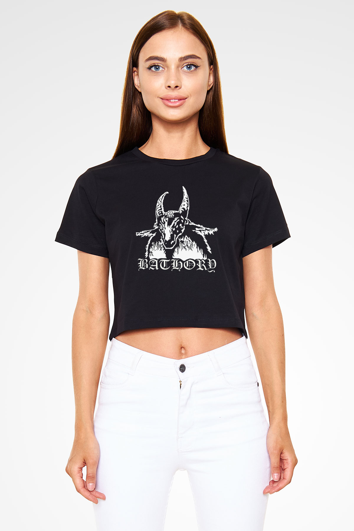 Bathory Siyah  Crop Top Tişört