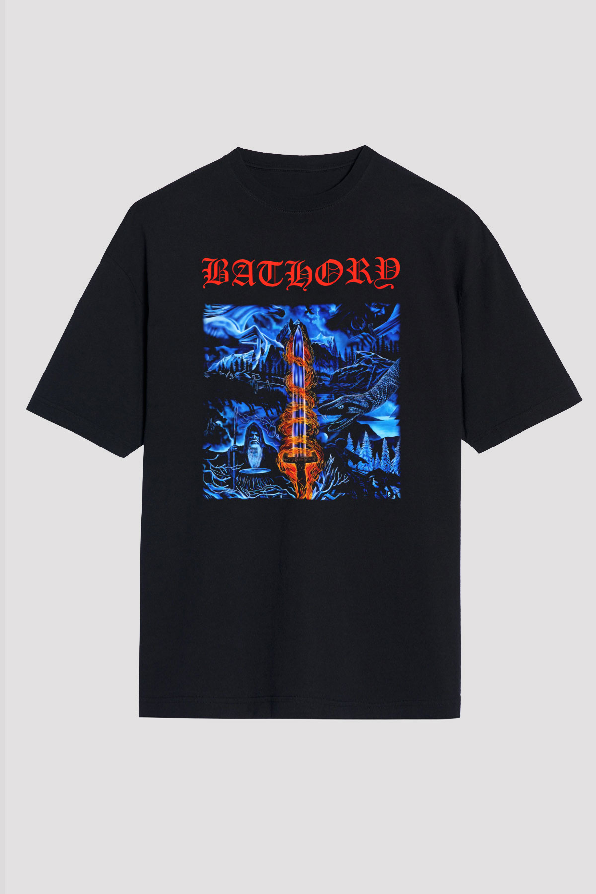 Bathory Siyah Unisex Oversize Tişört T-Shirt