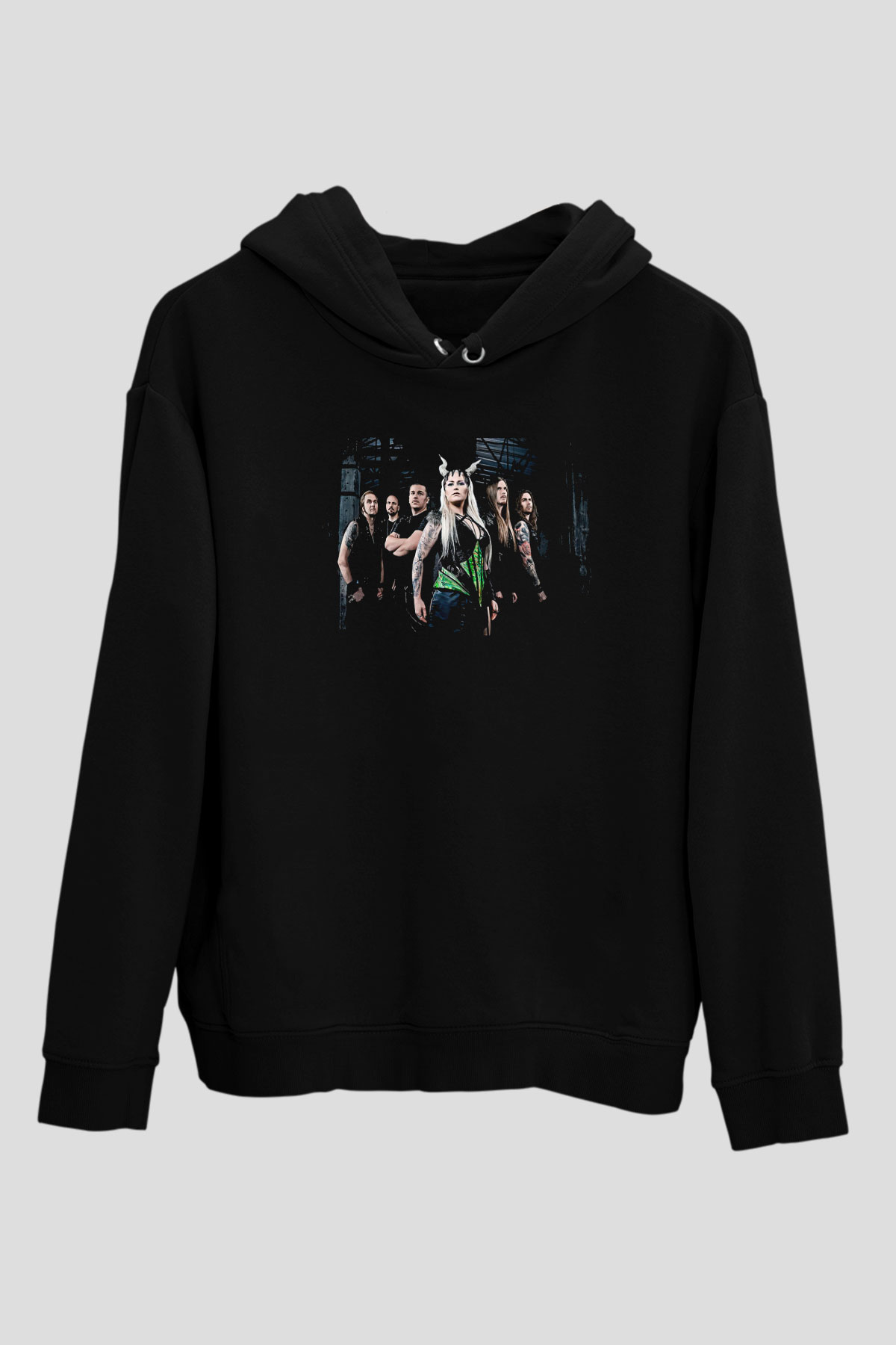 Battle Beast Baskılı Unisex Siyah Kapüşonlu Sweatshirt