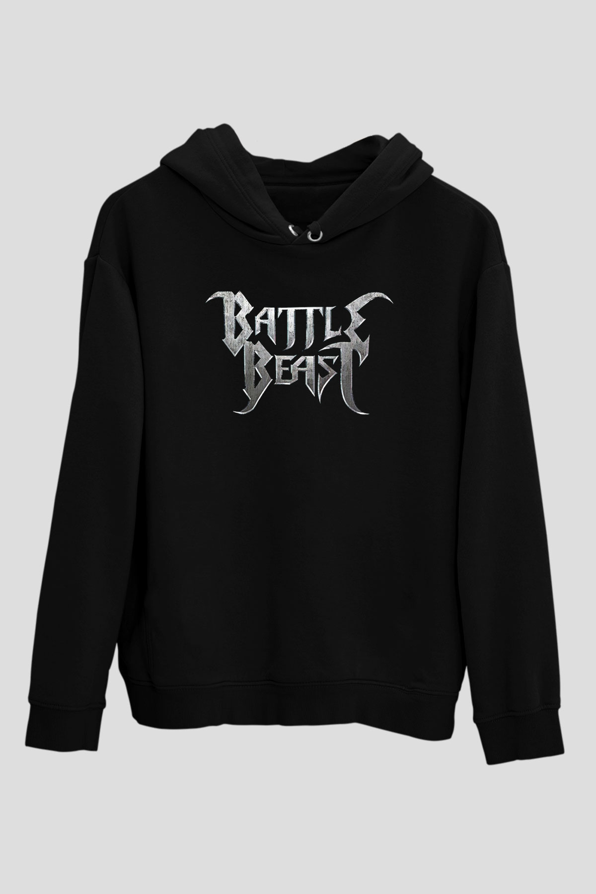 Battle Beast Baskılı Unisex Siyah Kapüşonlu Sweatshirt
