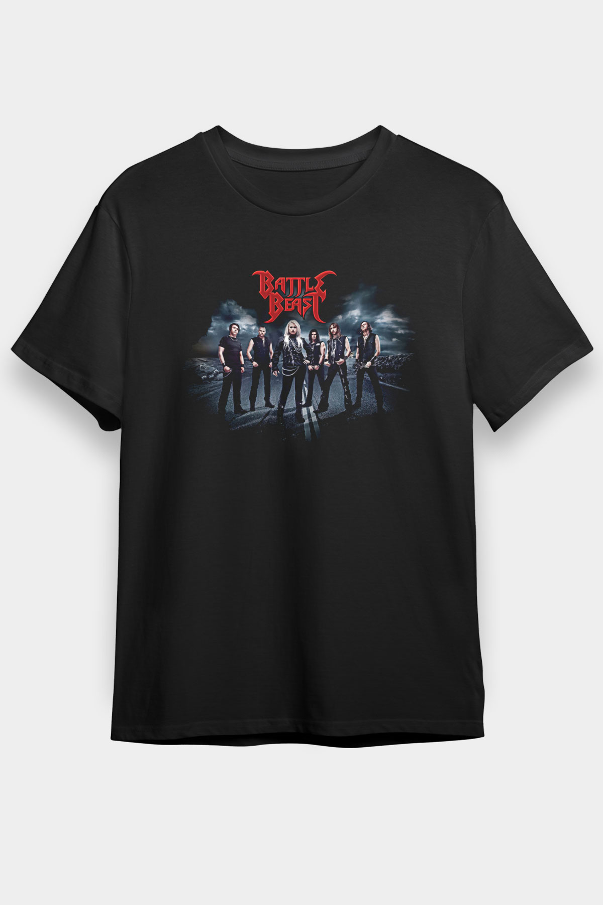 Battle Beast Baskılı Unisex Siyah Tişört - Tshirt