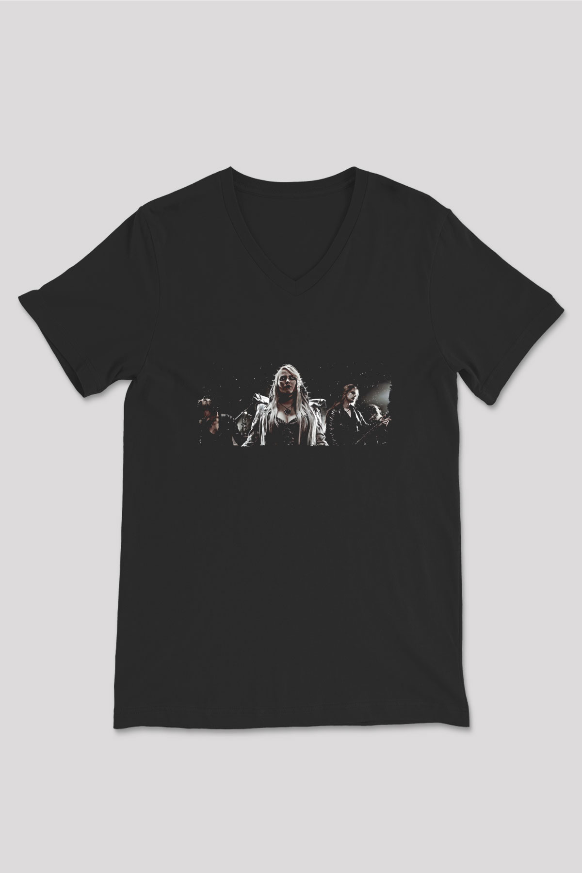 Battle Beast Baskılı Unisex Siyah V Yaka Tişört - Tshirt